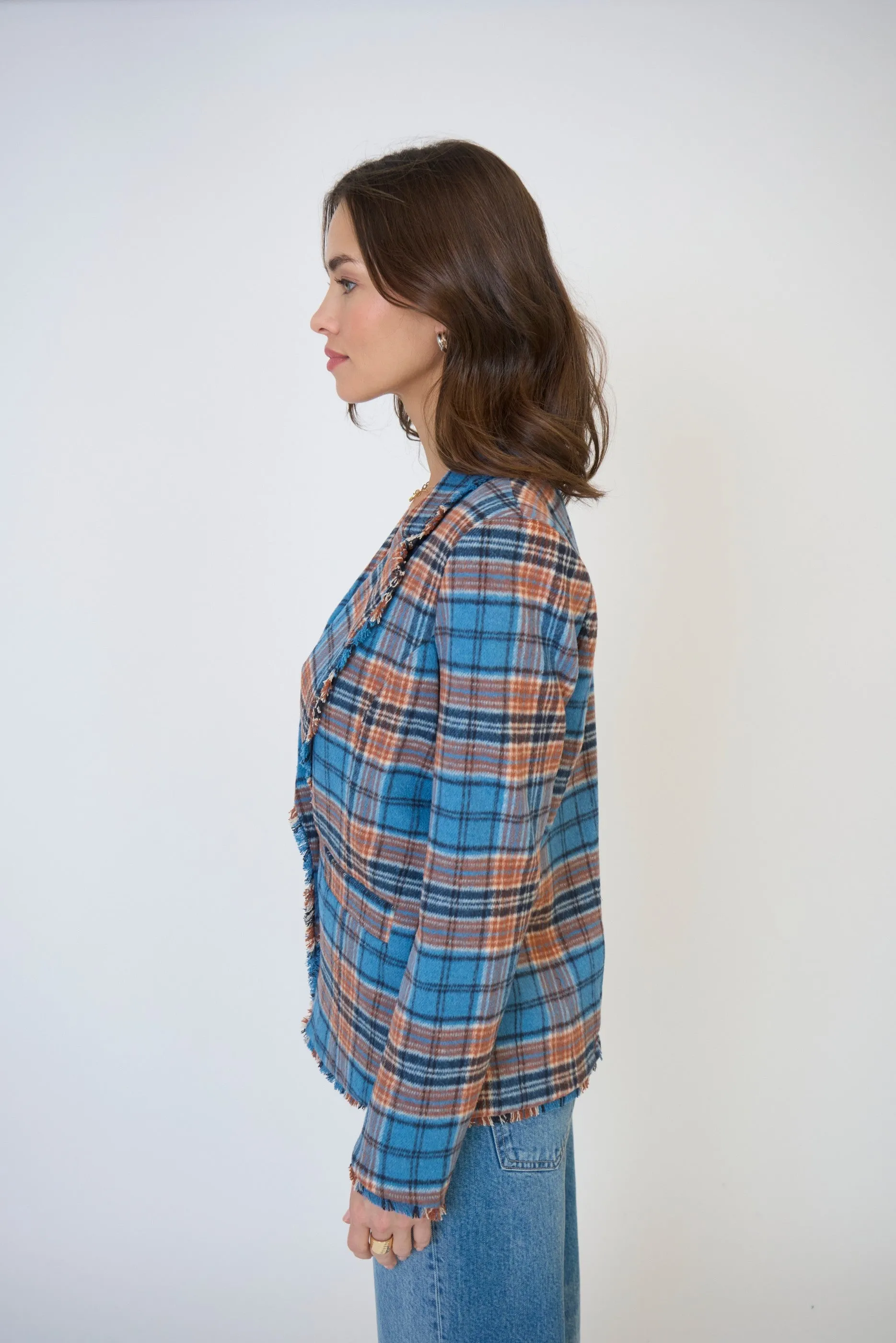 Elyse Plaid Fringe Blazer sold by Central Park West product image thumbnail 2