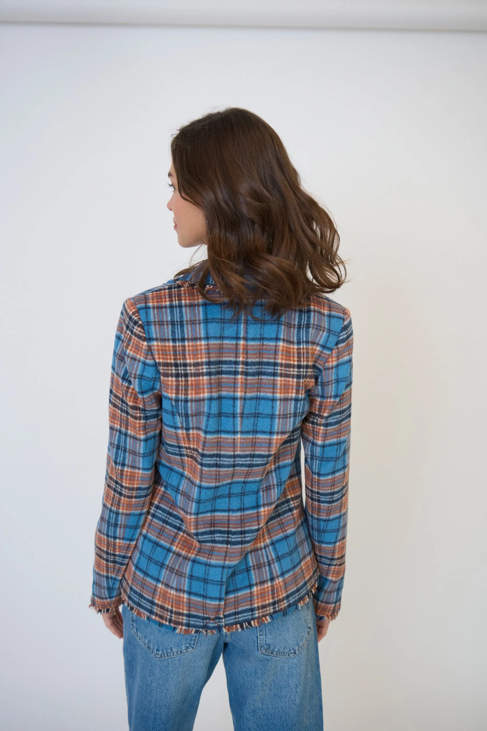 Elyse Plaid Fringe Blazer sold by Central Park West product image thumbnail 3
