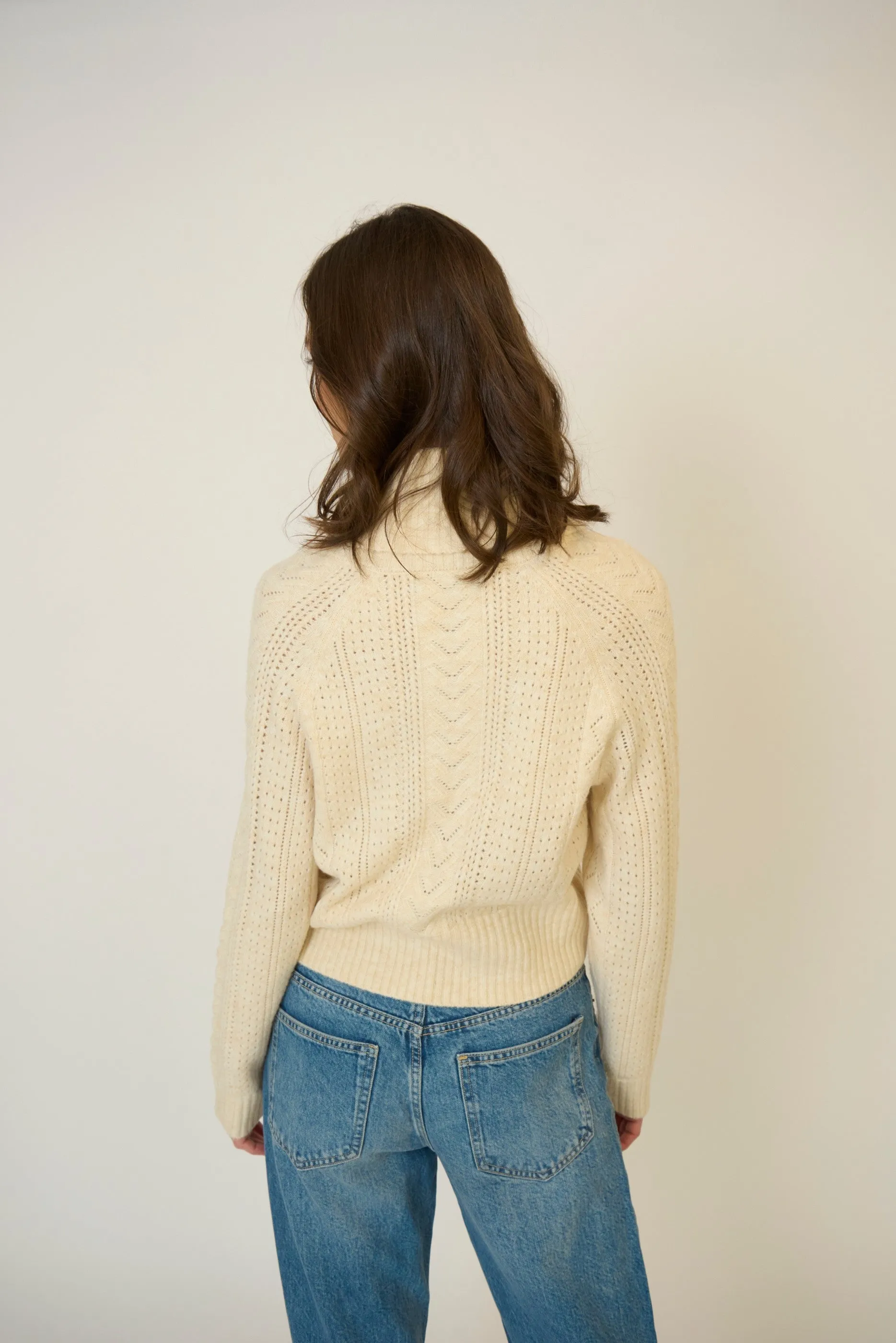 Rayna Shawl Collar Pointelle Cable Pullover sold by Central Park West product image thumbnail 3