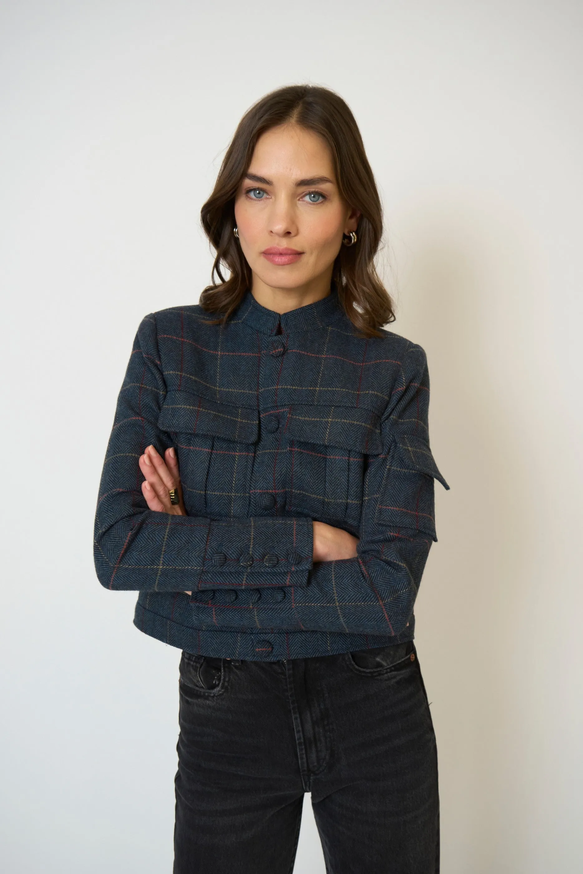 Eden Plaid Military Jacket sold by Central Park West product image thumbnail 2