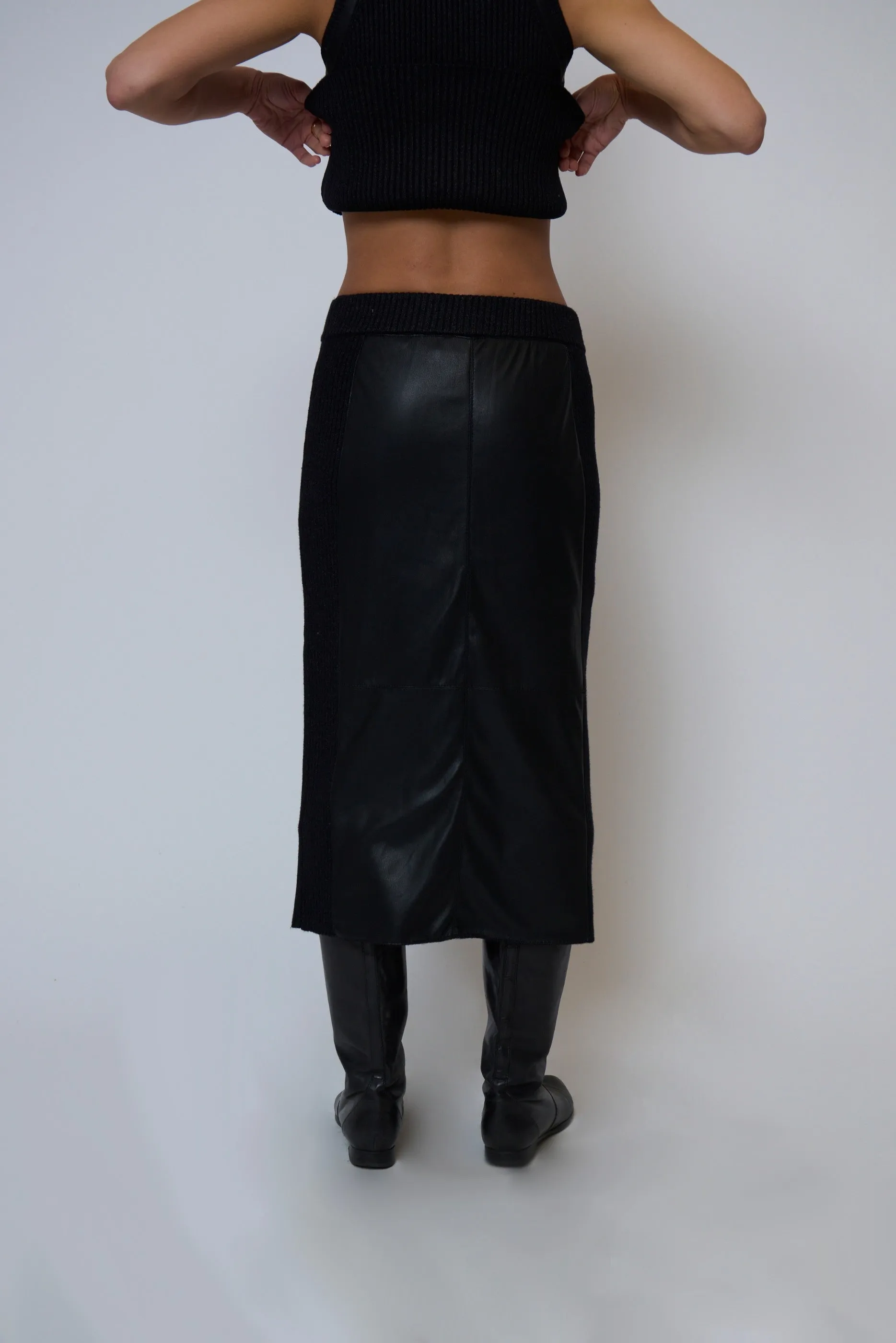 Milan Vegan Leather Combo Skirt sold by Central Park West product image thumbnail 3
