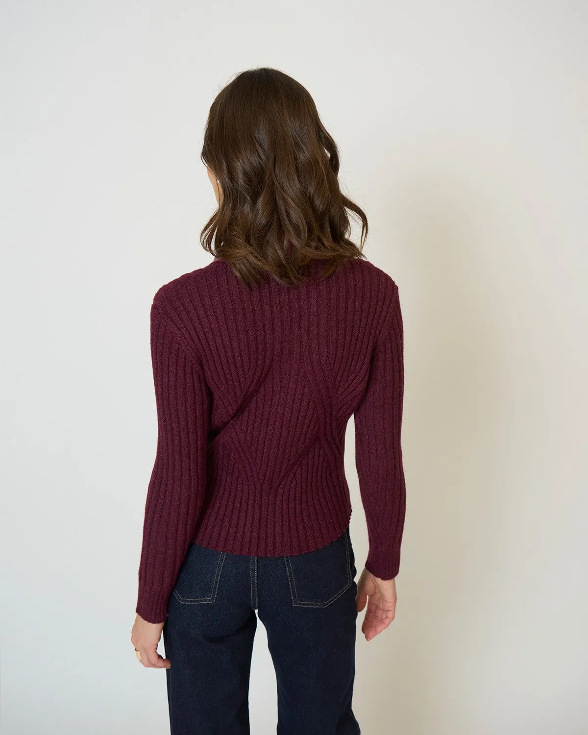 Milan Vegan Leather Collar Sweater sold by Central Park West product image thumbnail 3