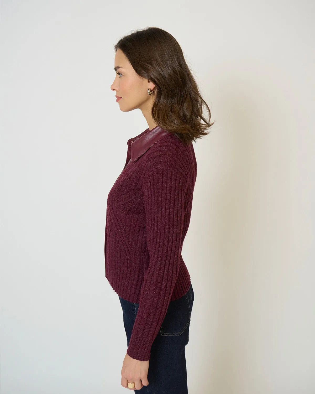 Milan Vegan Leather Collar Sweater sold by Central Park West product image thumbnail 2