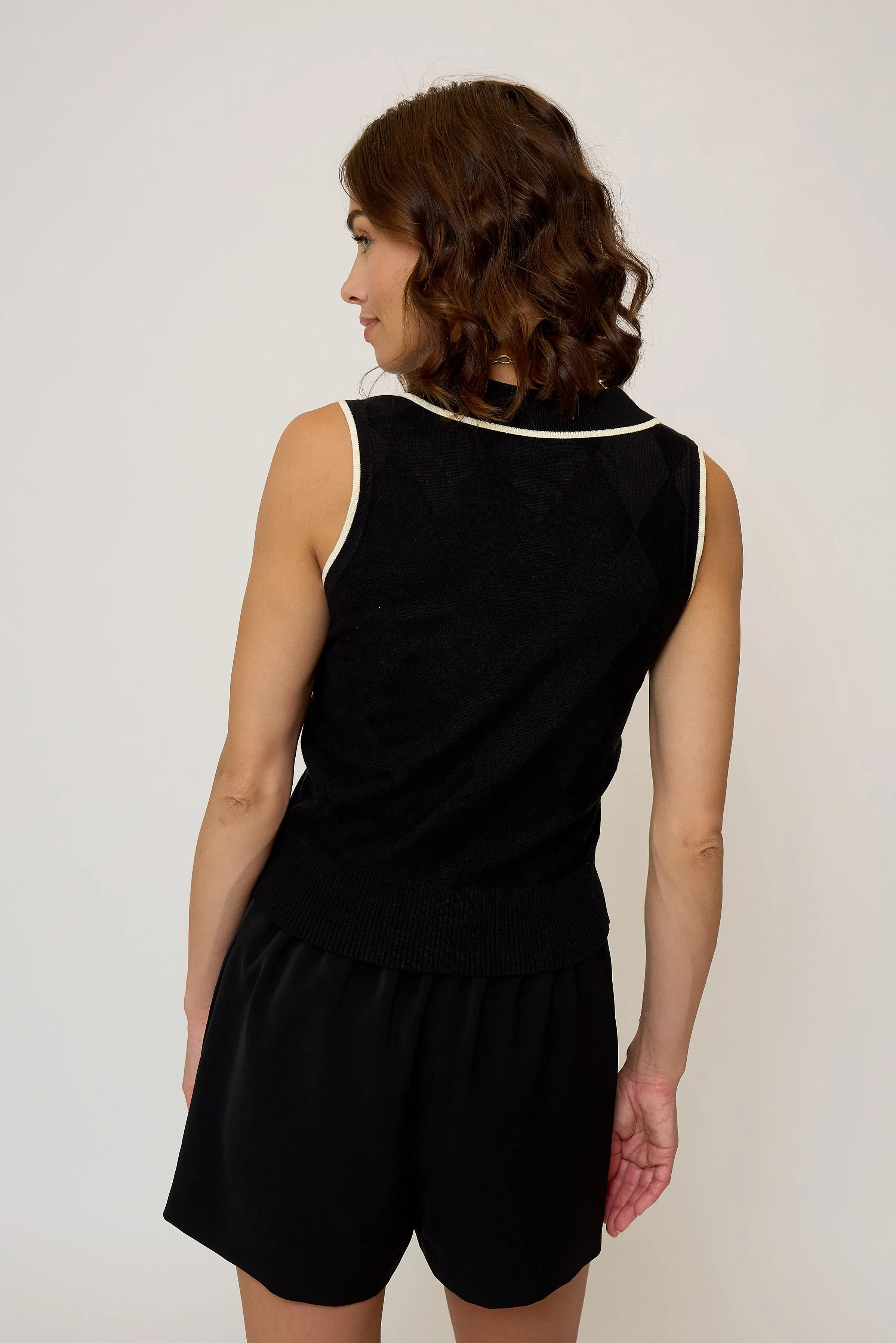 Olive Diamond Stitch Vest sold by Central Park West product image thumbnail 3