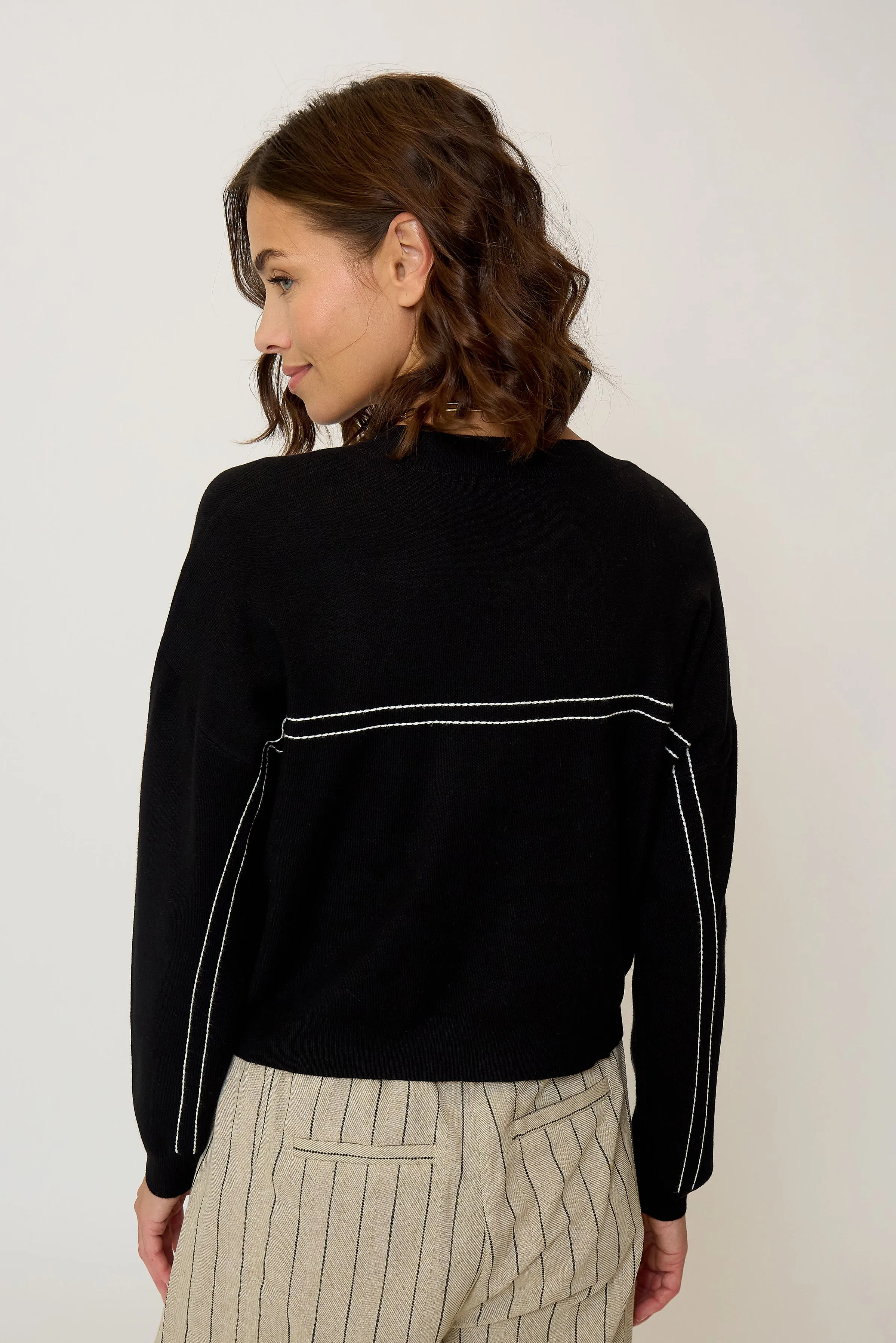 Olive Oversized Topstitch Cardigan sold by Central Park West product image thumbnail 3