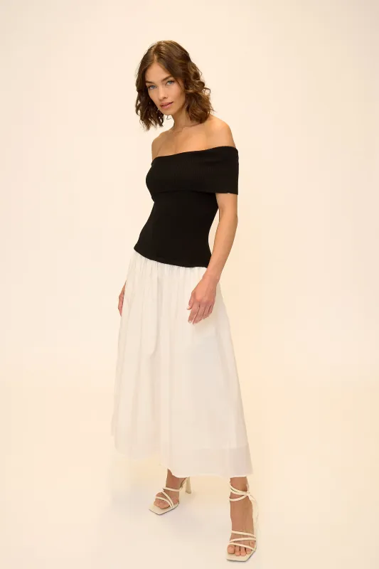 Darcy Mixed Media Off Shoulder Dress sold by Central Park West