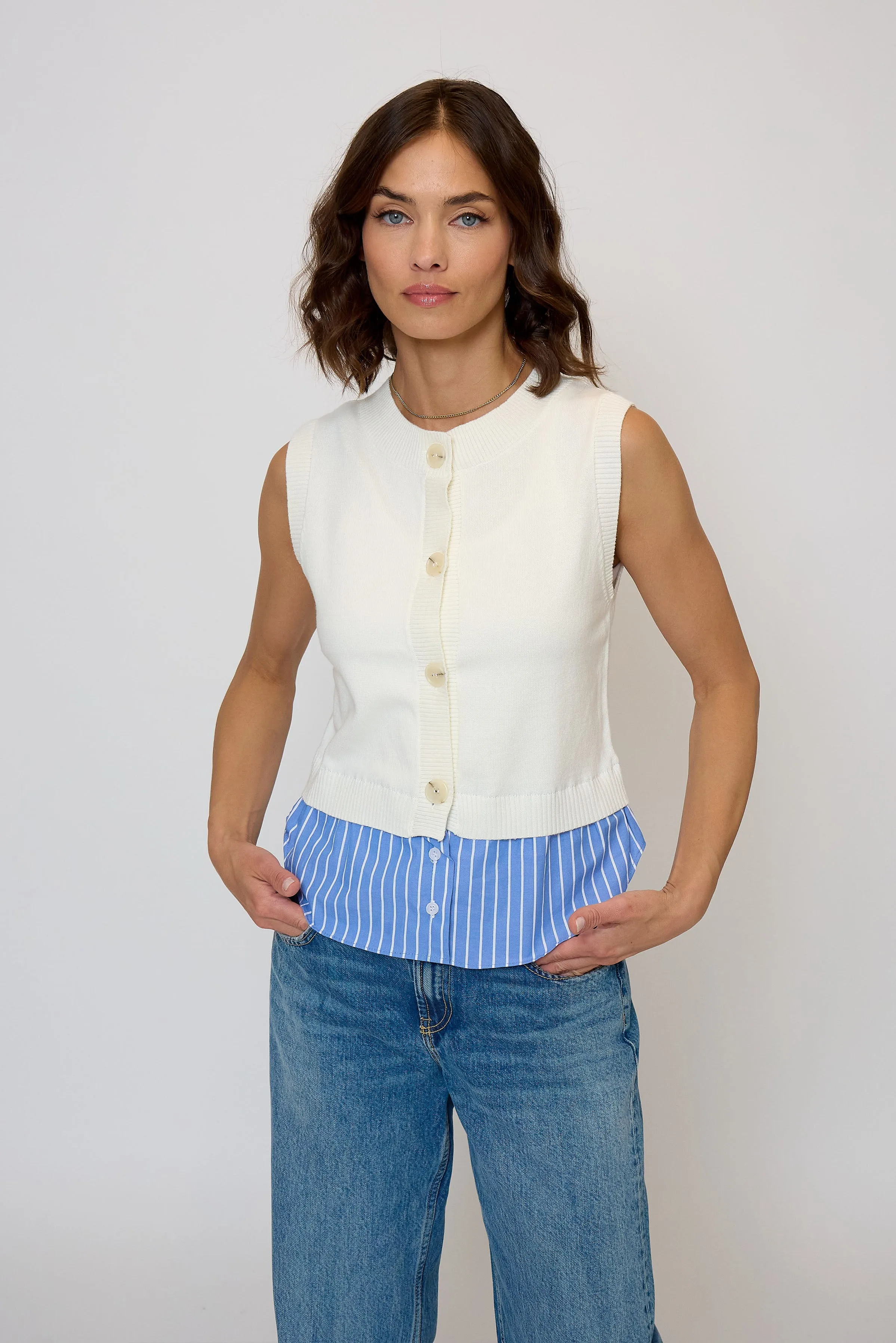 Kira Twofer Button Up Tank sold by Central Park West product image thumbnail 4