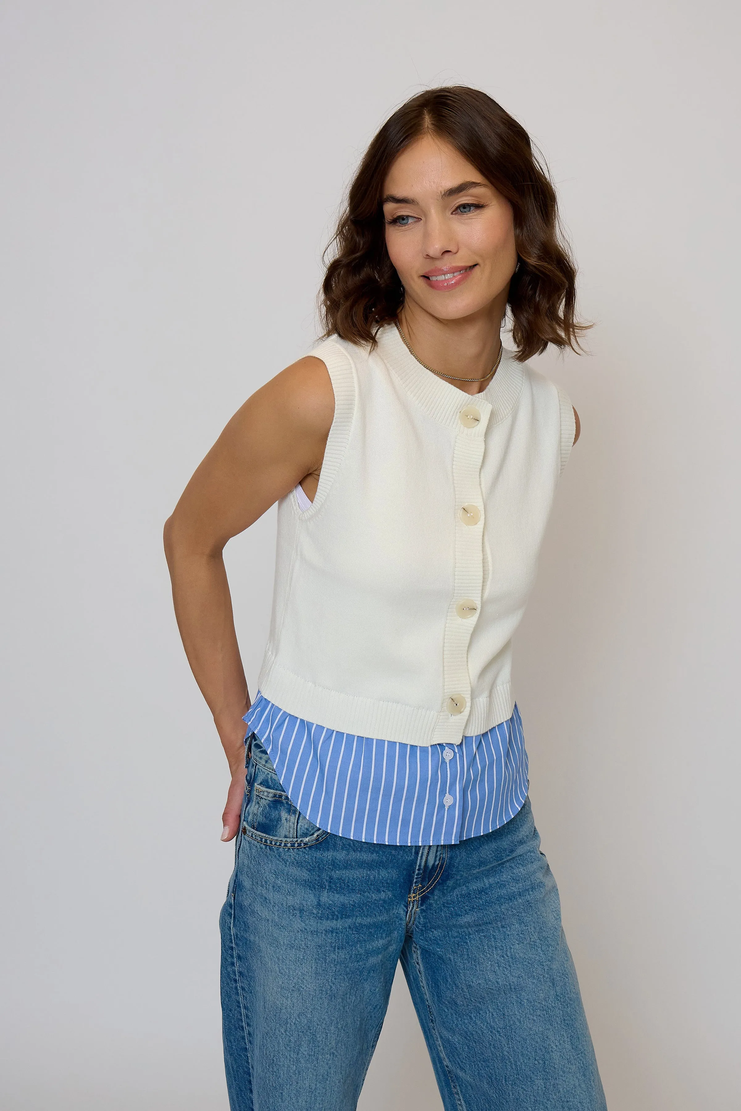 Kira Twofer Button Up Tank sold by Central Park West