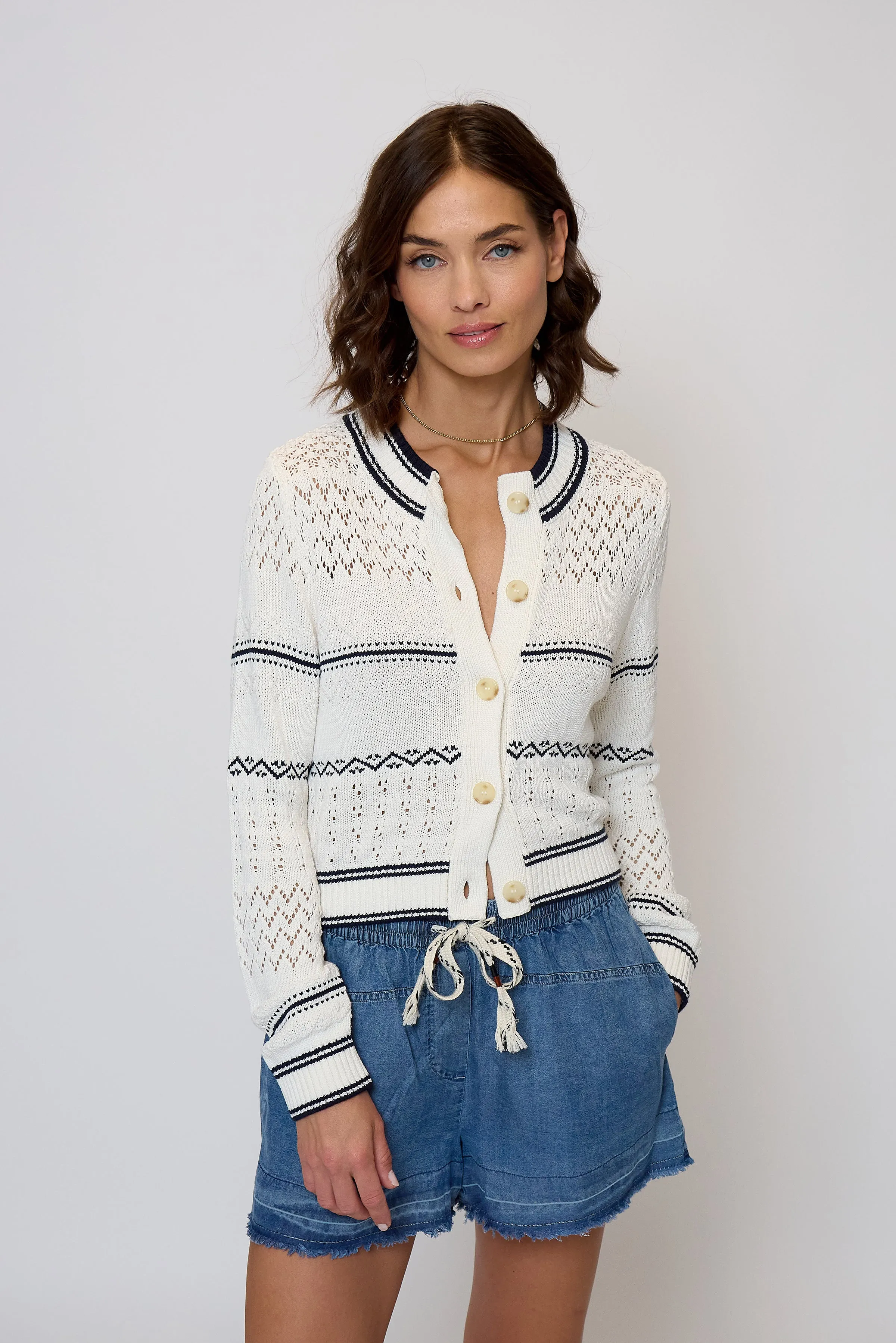Emanuel Nautical Stripe Cardigan sold by Central Park West