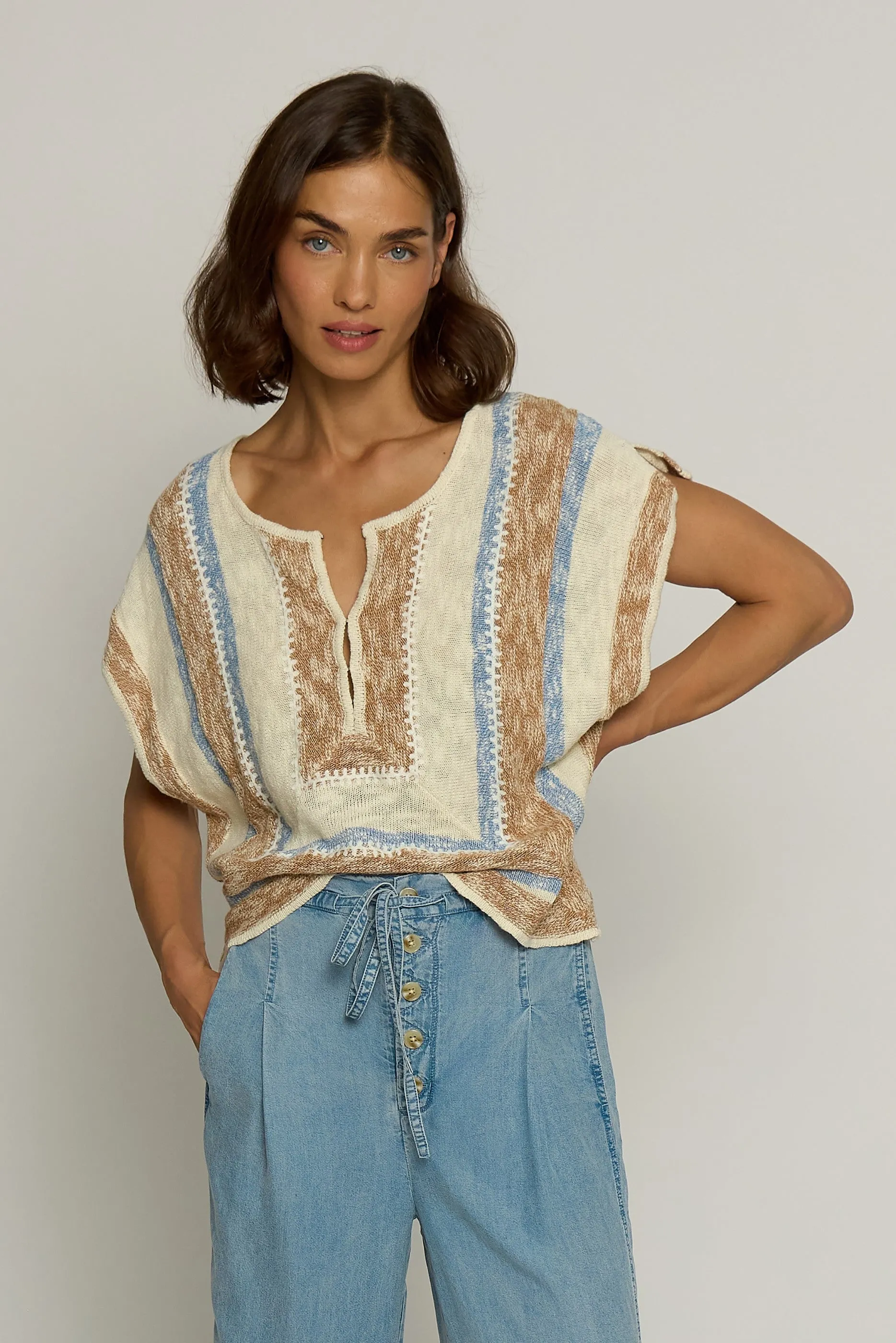 Mitred Stripe Square Top sold by Central Park West