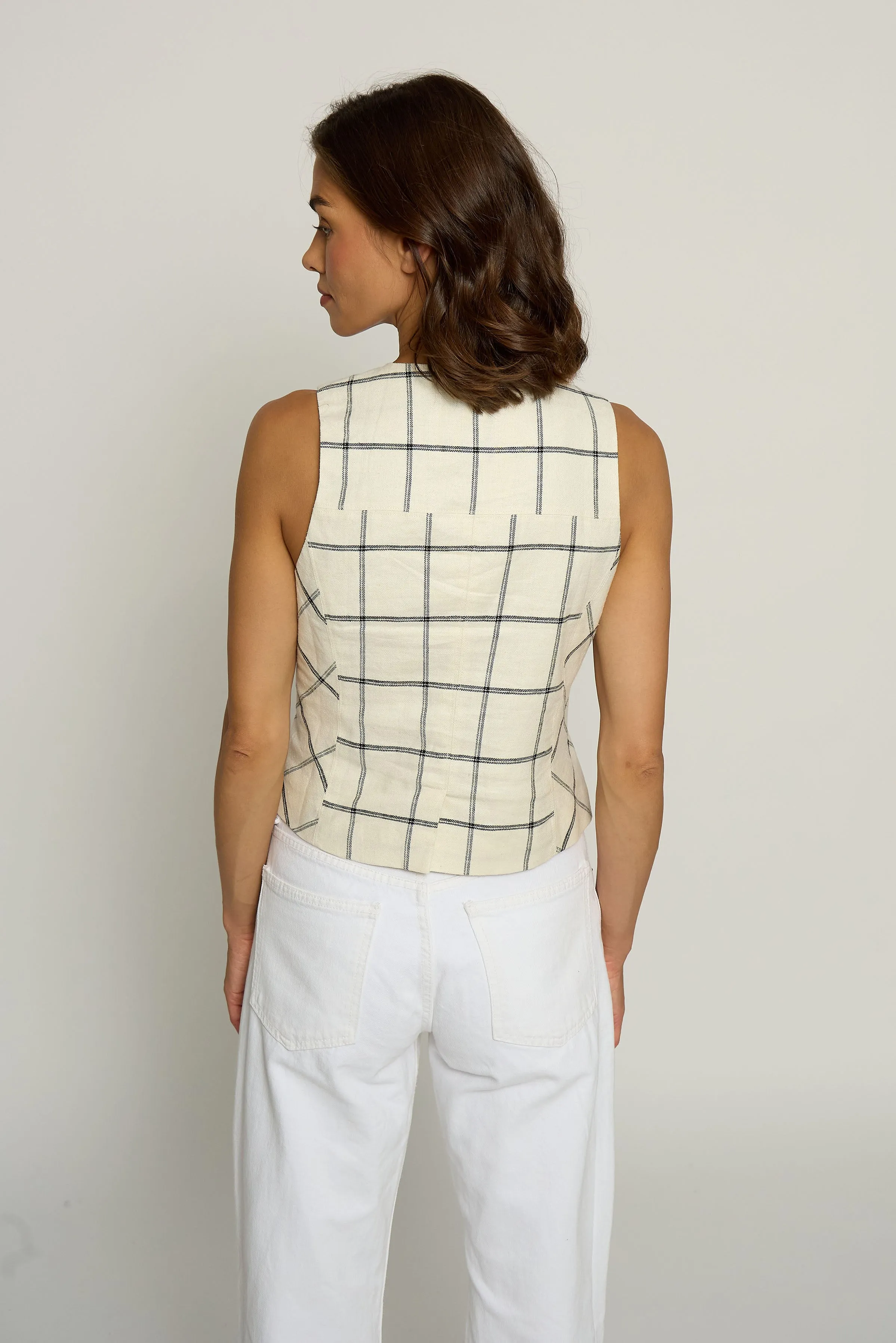Two Tone Linen Vest sold by Central Park West product image thumbnail 3