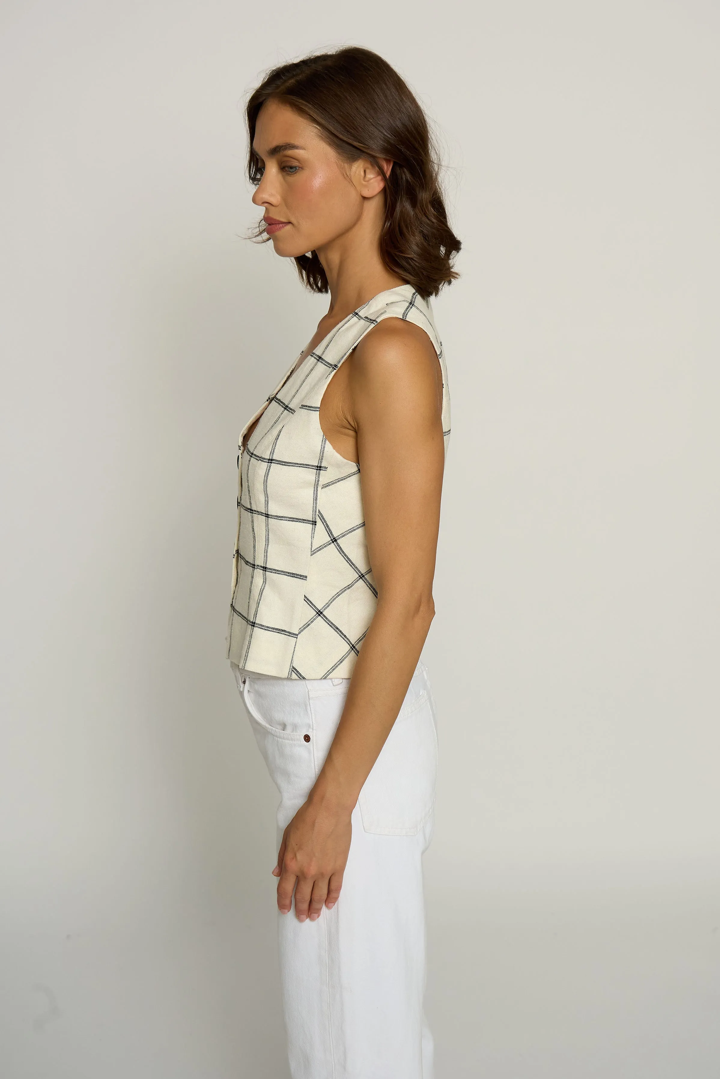 Two Tone Linen Vest sold by Central Park West product image thumbnail 2