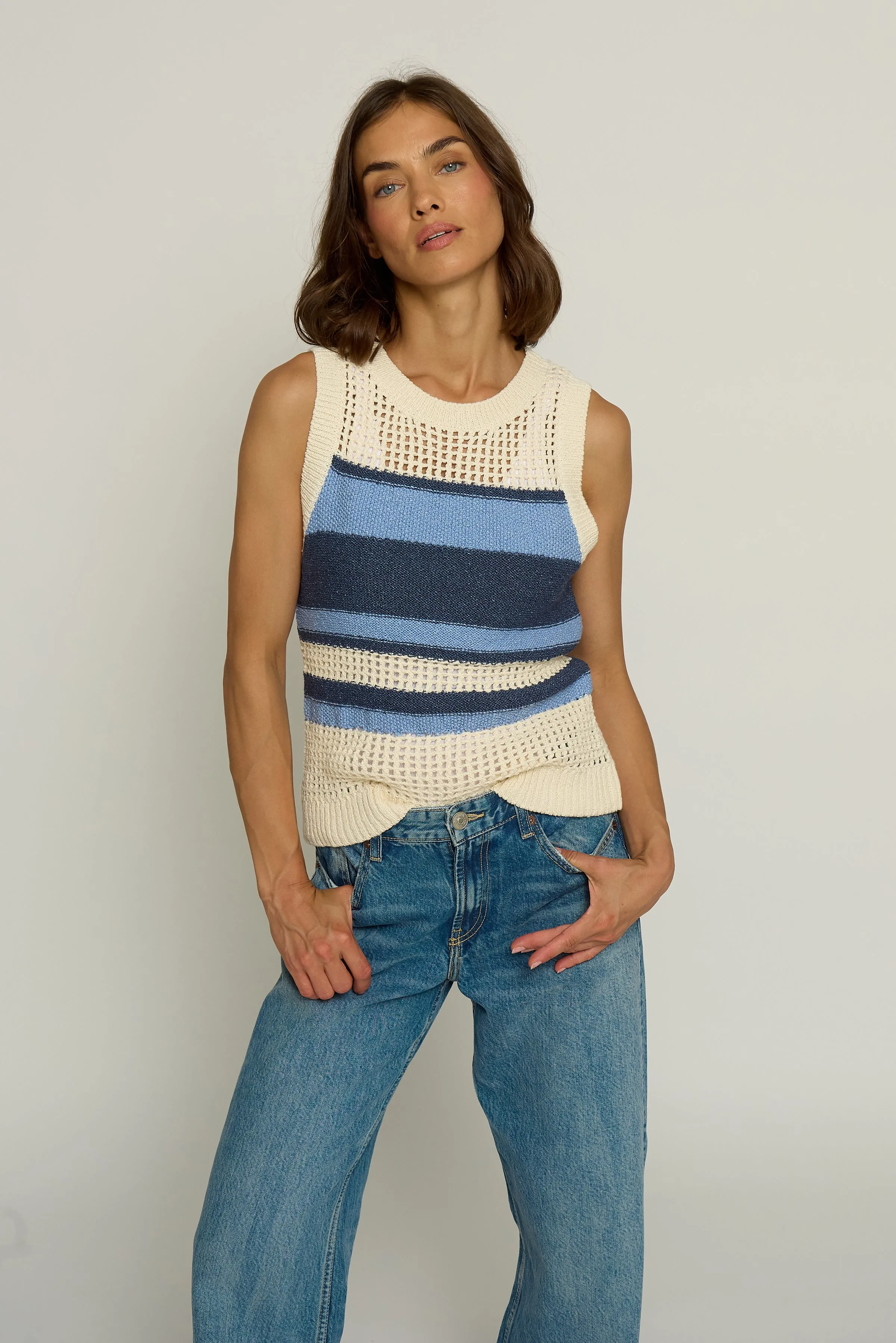 Textured Stripe Tank sold by Central Park West