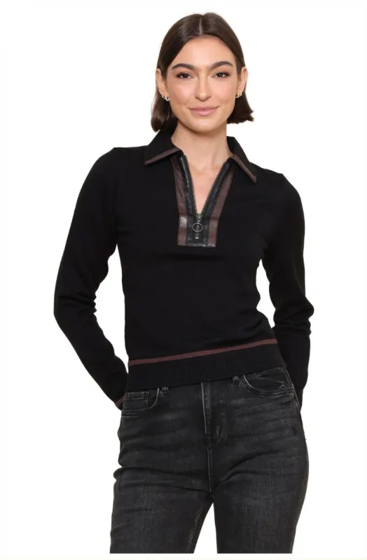 Naomi Vegan Zip Combo Sweater sold by Central Park West