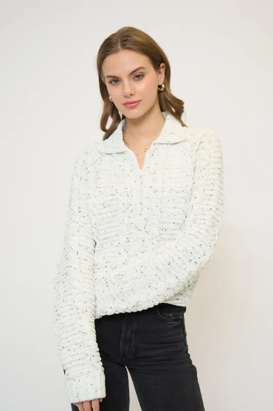 Tasha Cable Chenille Half Zip sold by Central Park West