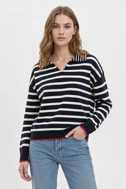 Maisie Bright Striped Ls Polo sold by Central Park West