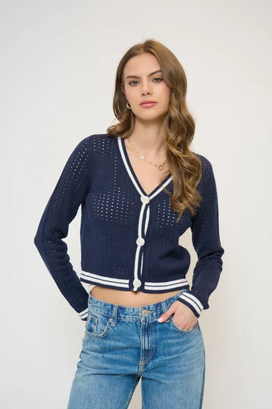 Franki Varsity Mesh Cardigan sold by Central Park West