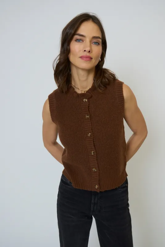 Olivia Ruffle Slvless Cardi made by Central Park West