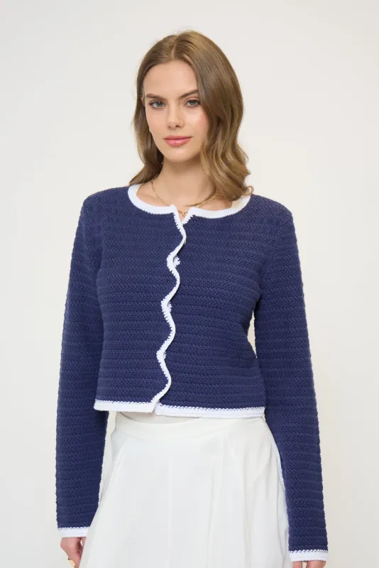 Wren Scallop Crochet Cardigan sold by Central Park West