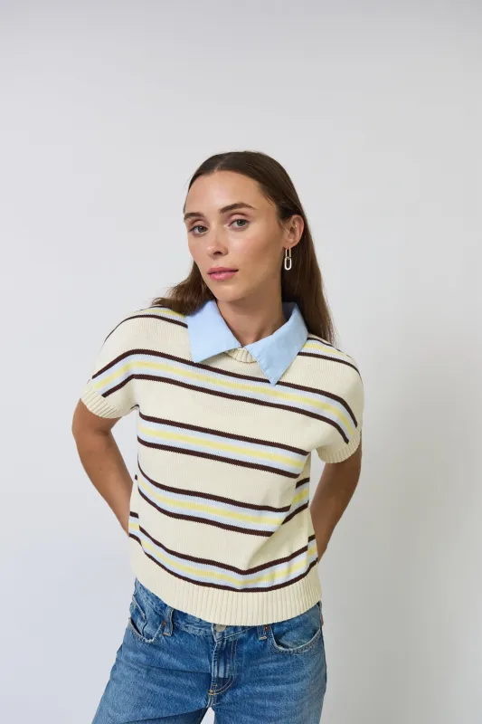 Chloe Stripe Oxford Collar Tee sold by Central Park West