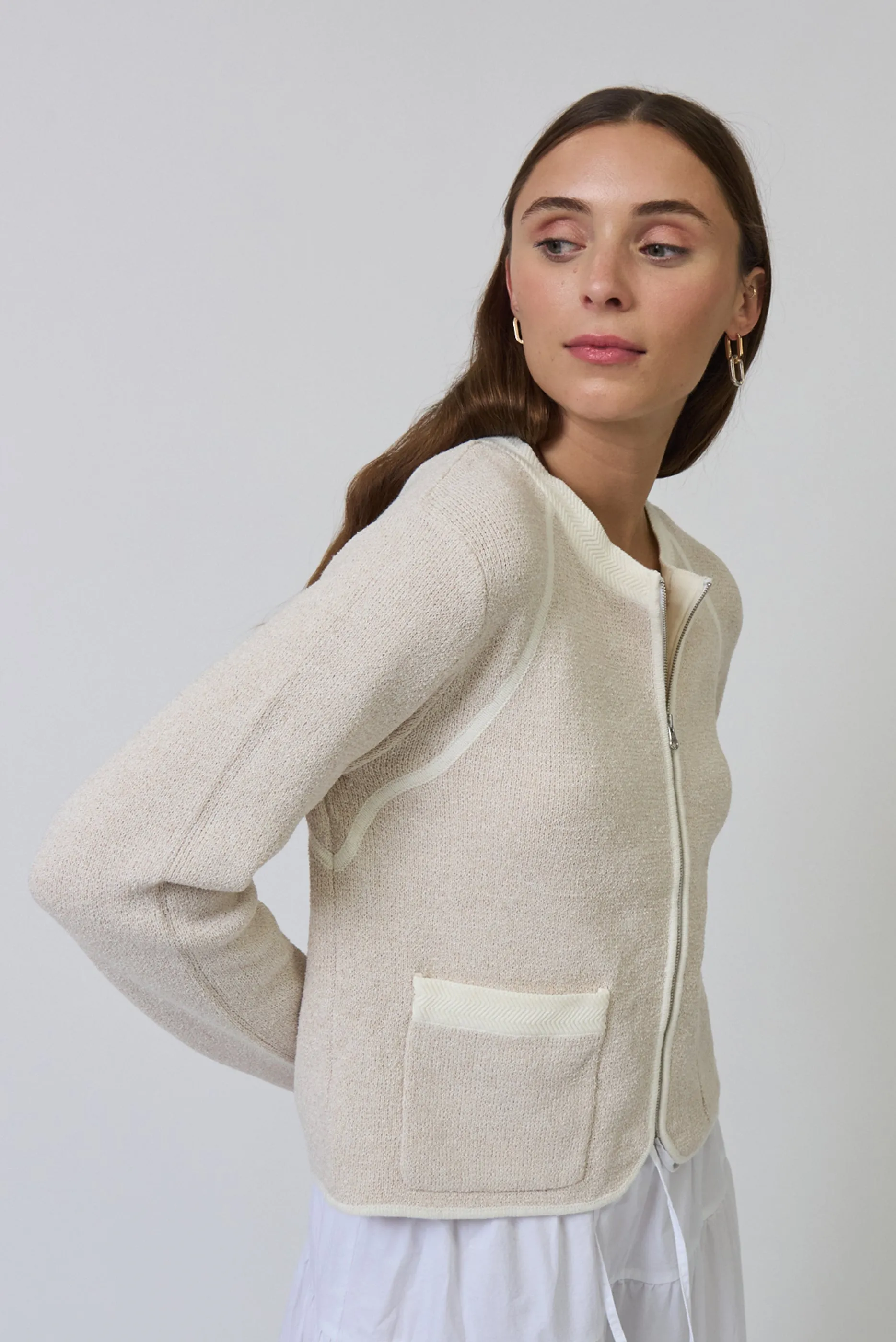 Celeste Tweed Yarn Zip Up sold by Central Park West product image thumbnail 2