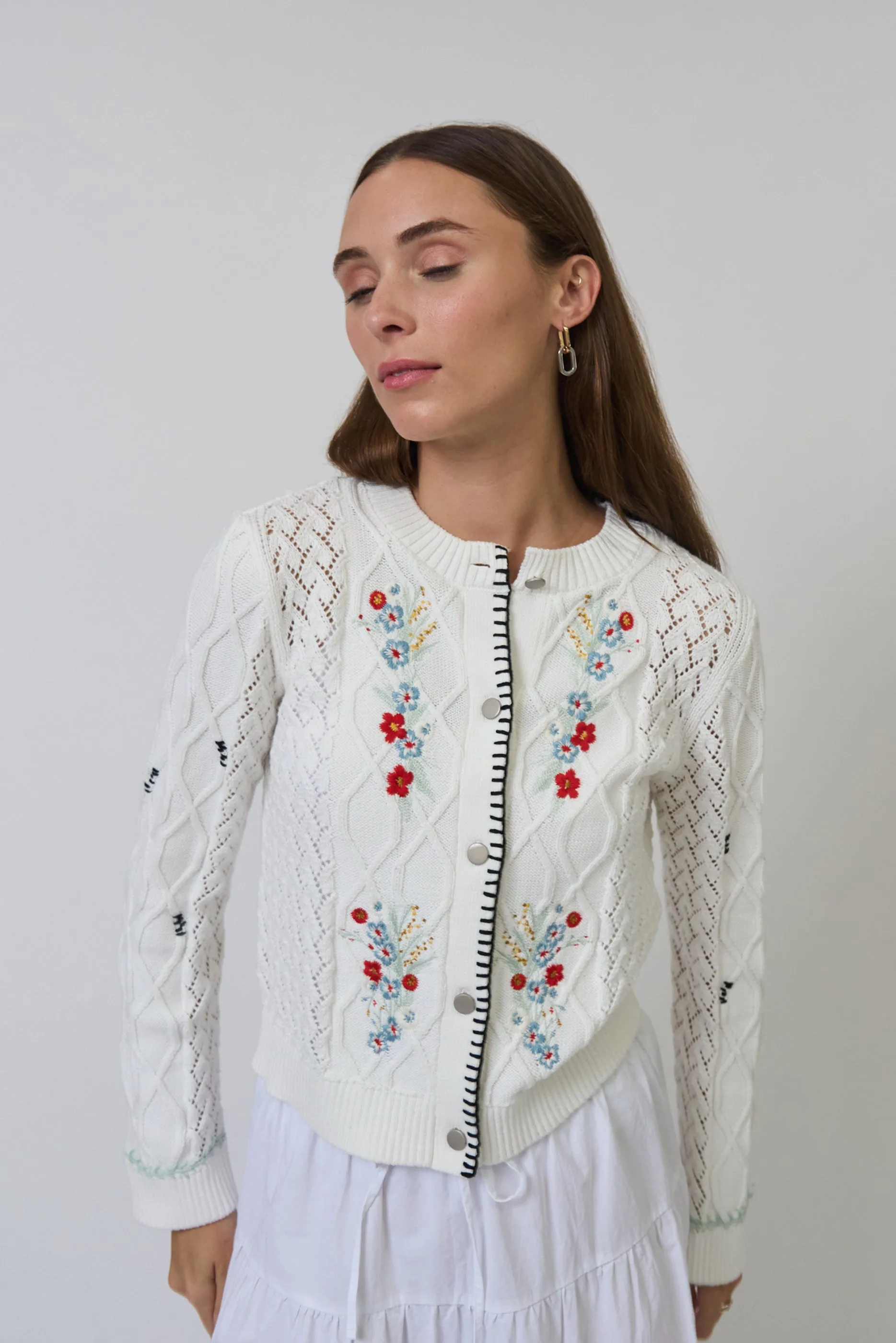 Jaden Embroidered Cardi sold by Central Park West