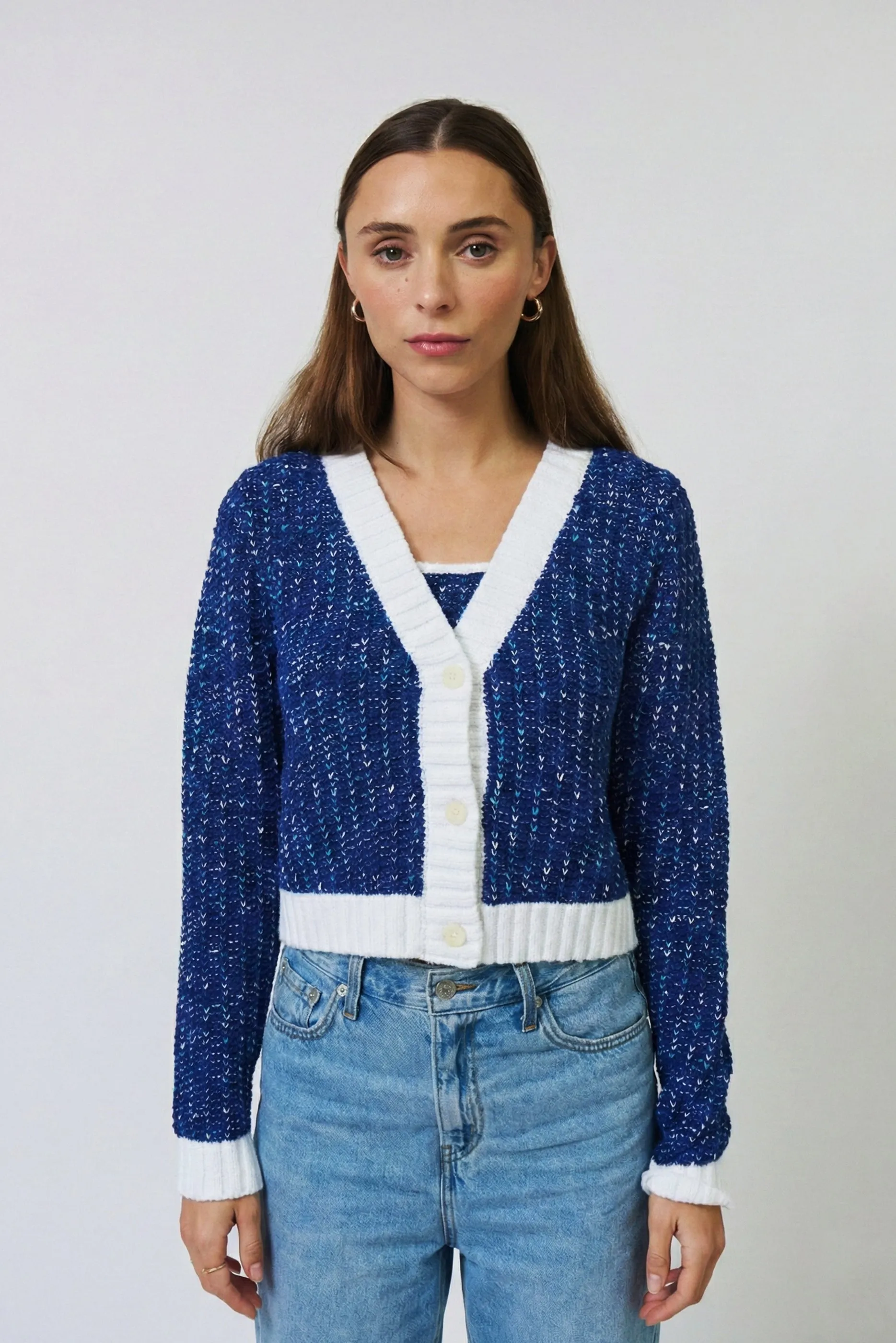 Allie Cropped Chunky Cardigan sold by Central Park West