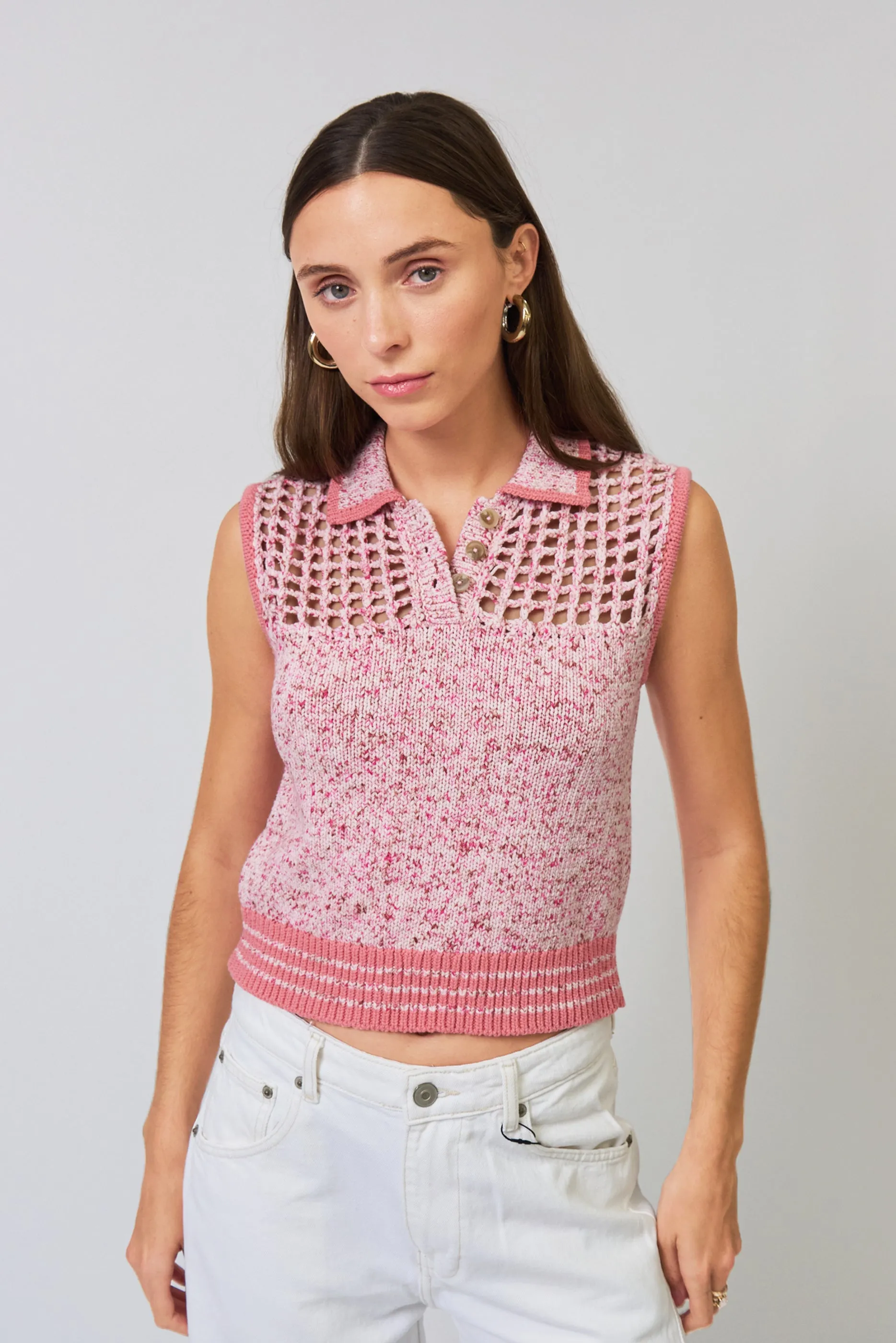 Clover Sleeveless Mesh Polo sold by Central Park West product image thumbnail 4