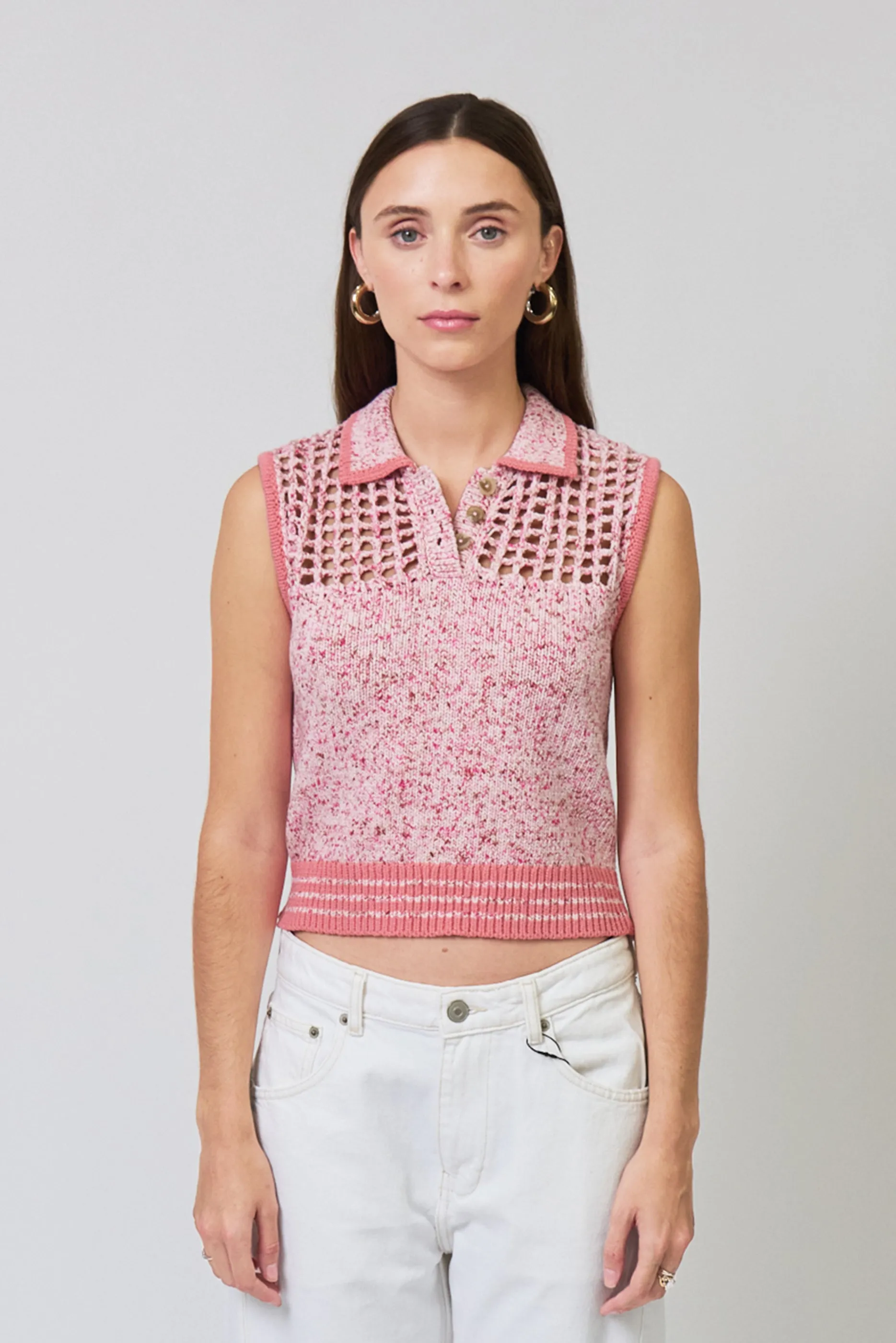 Clover Sleeveless Mesh Polo sold by Central Park West