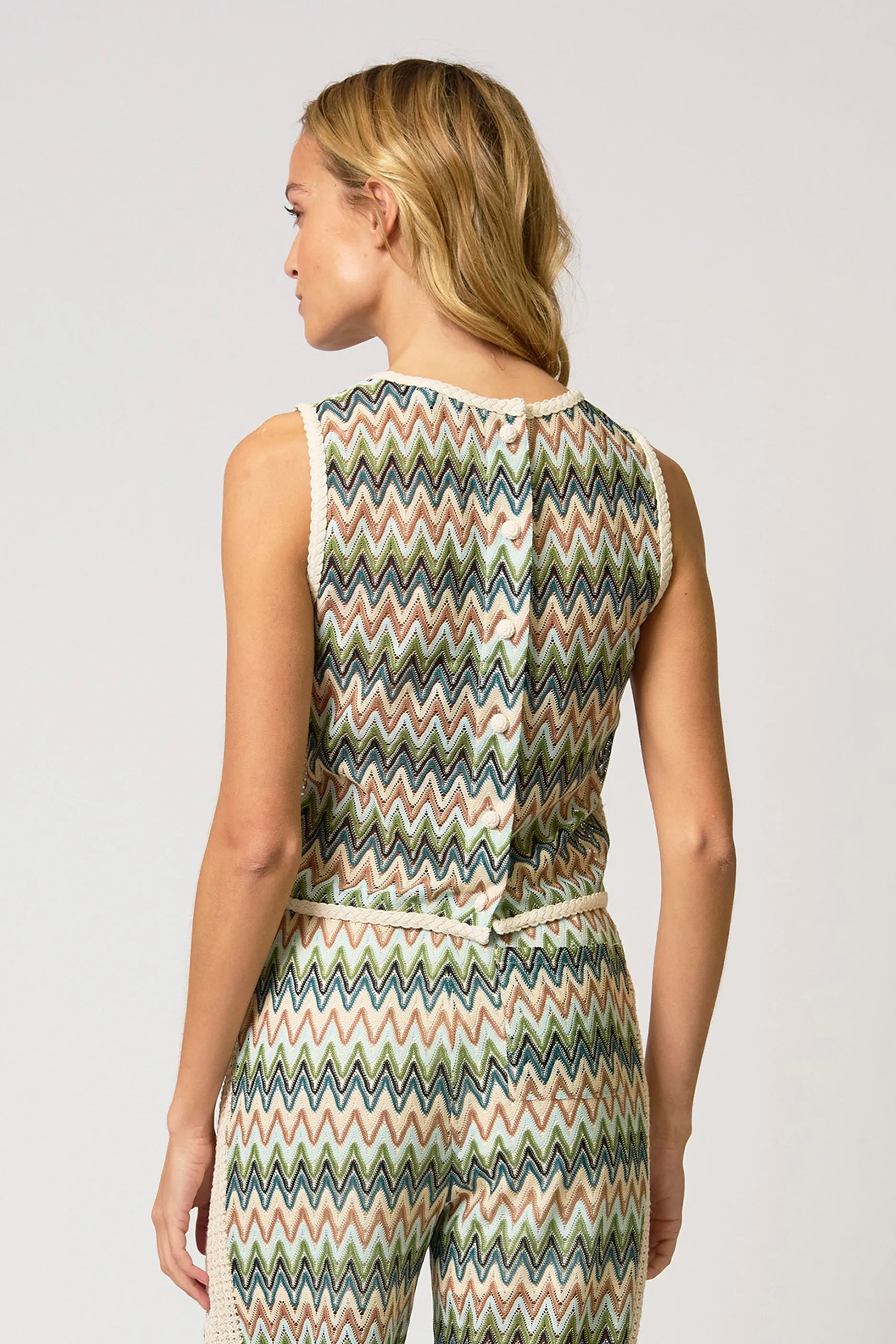 Celine Rainbow Crochet Button Back Shell sold by Central Park West product image thumbnail 3