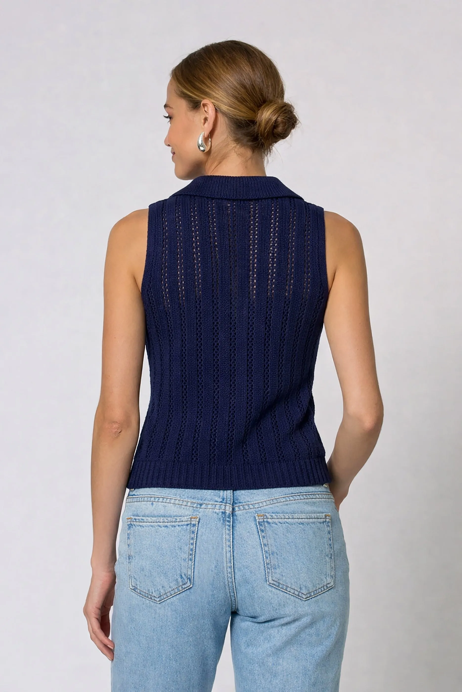 Francie Mesh Stitch Sleeveless Vest sold by Central Park West product image thumbnail 3