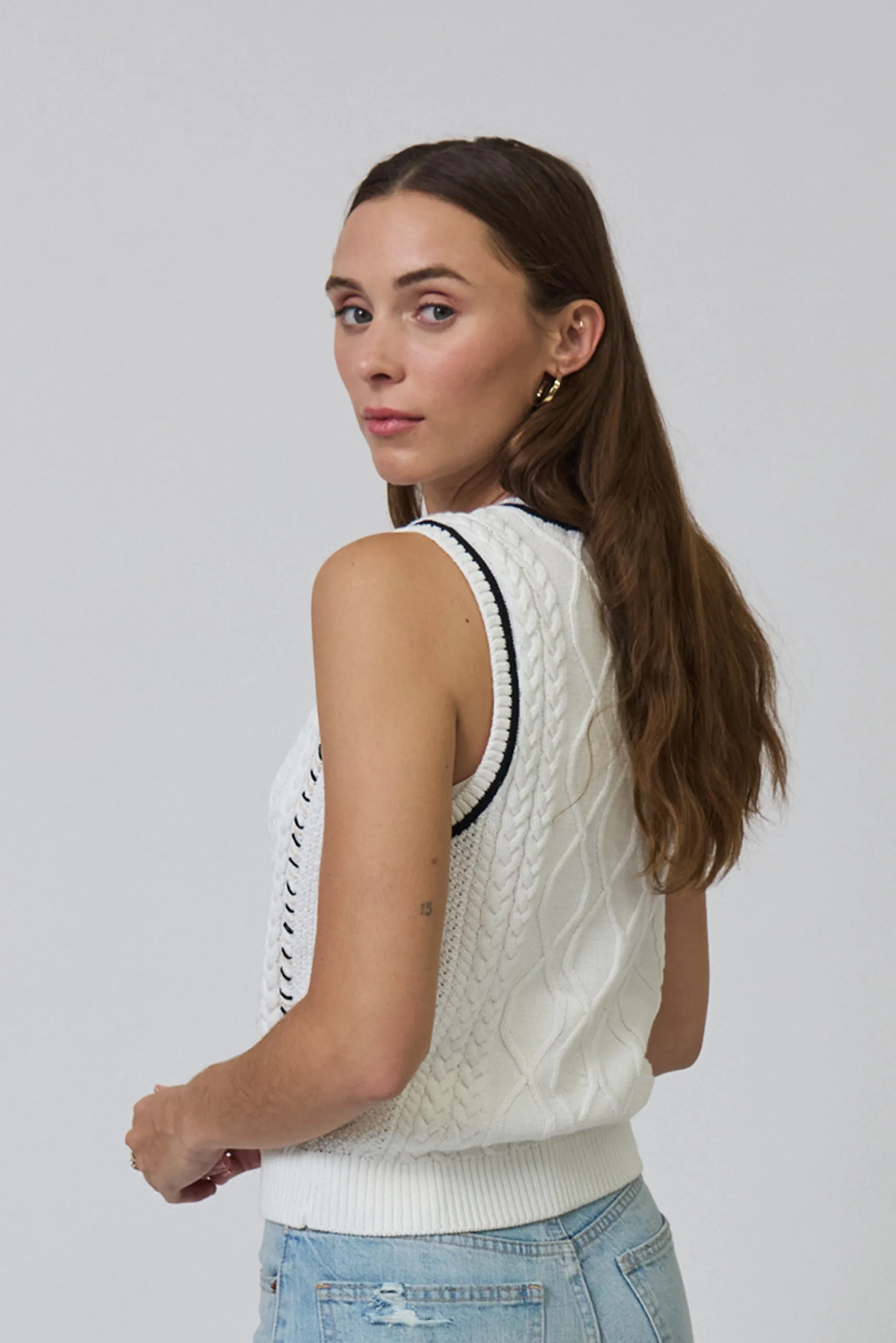 Jaden Embroidered Cable Shell sold by Central Park West product image thumbnail 3