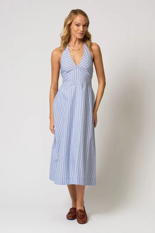 Ora Poplin Stripe Halter Dress made by Central Park West