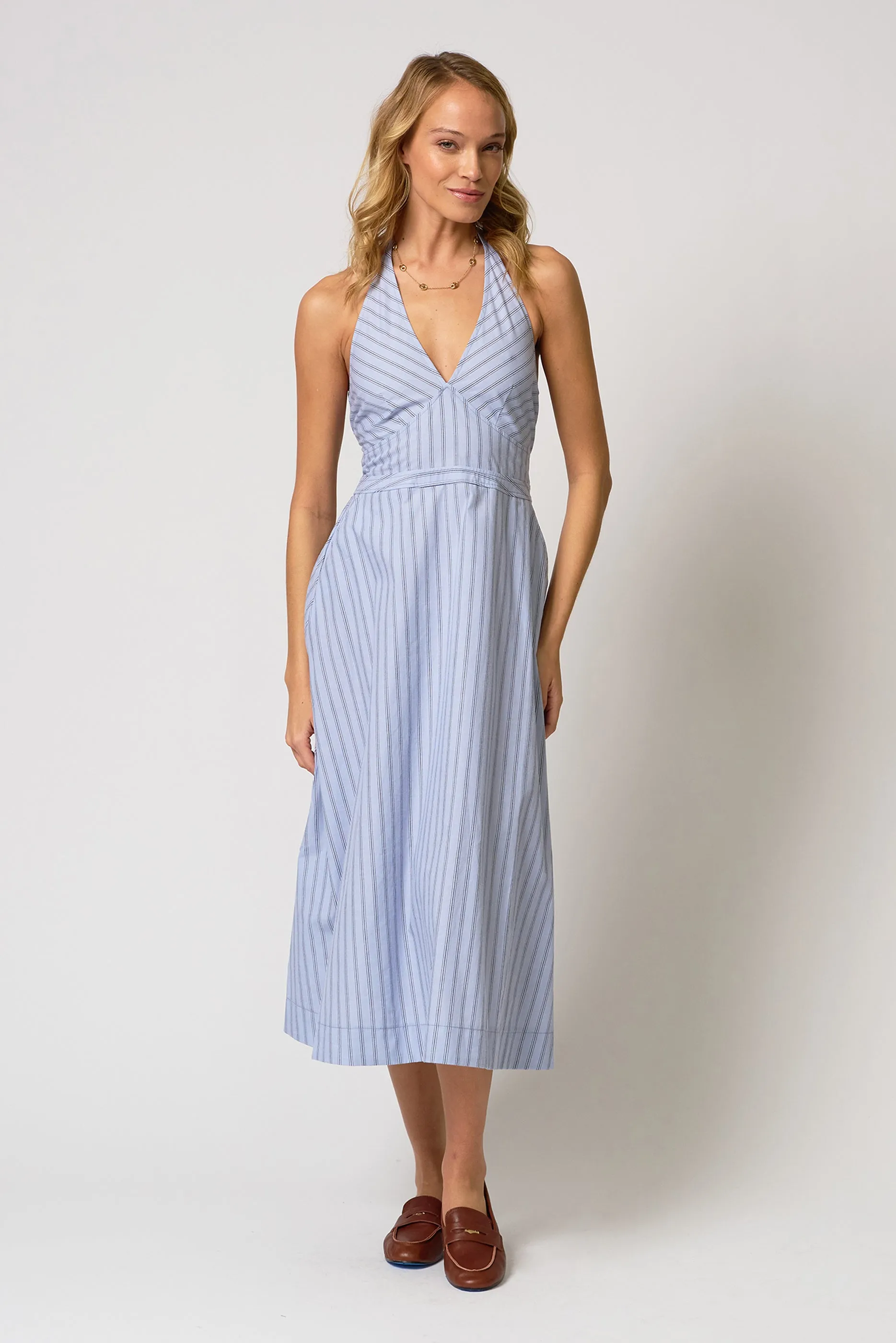 Ora Poplin Stripe Halter Dress sold by Central Park West