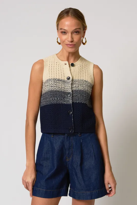 Jacy Gradient Crochet Vest made by Central Park West