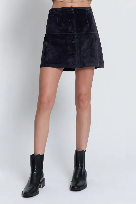 Scarlet Genuine Suede Button Skirt made by Central Park West
