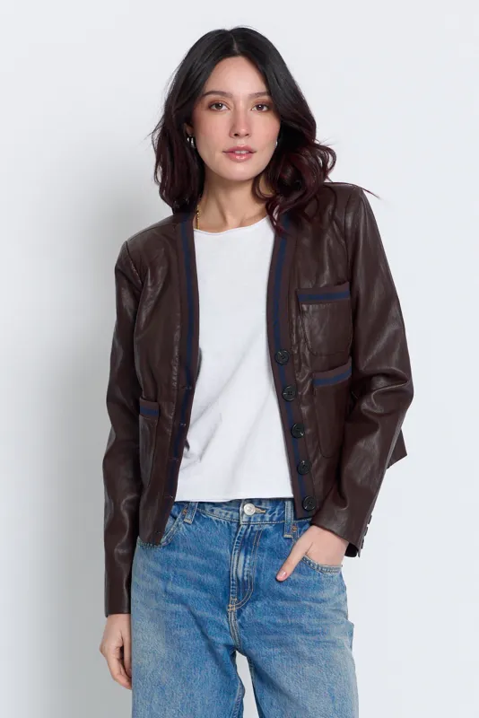 Hazel Ribbed Trim Vegan Jacket made by Central Park West