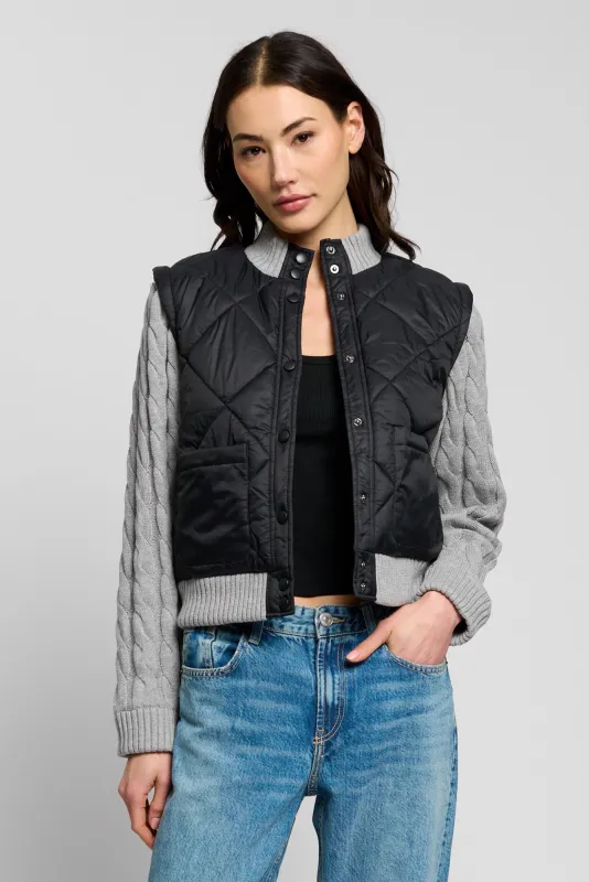 Ember Quilted Nylon Sweater Sleeve Puffer made by Central Park West
