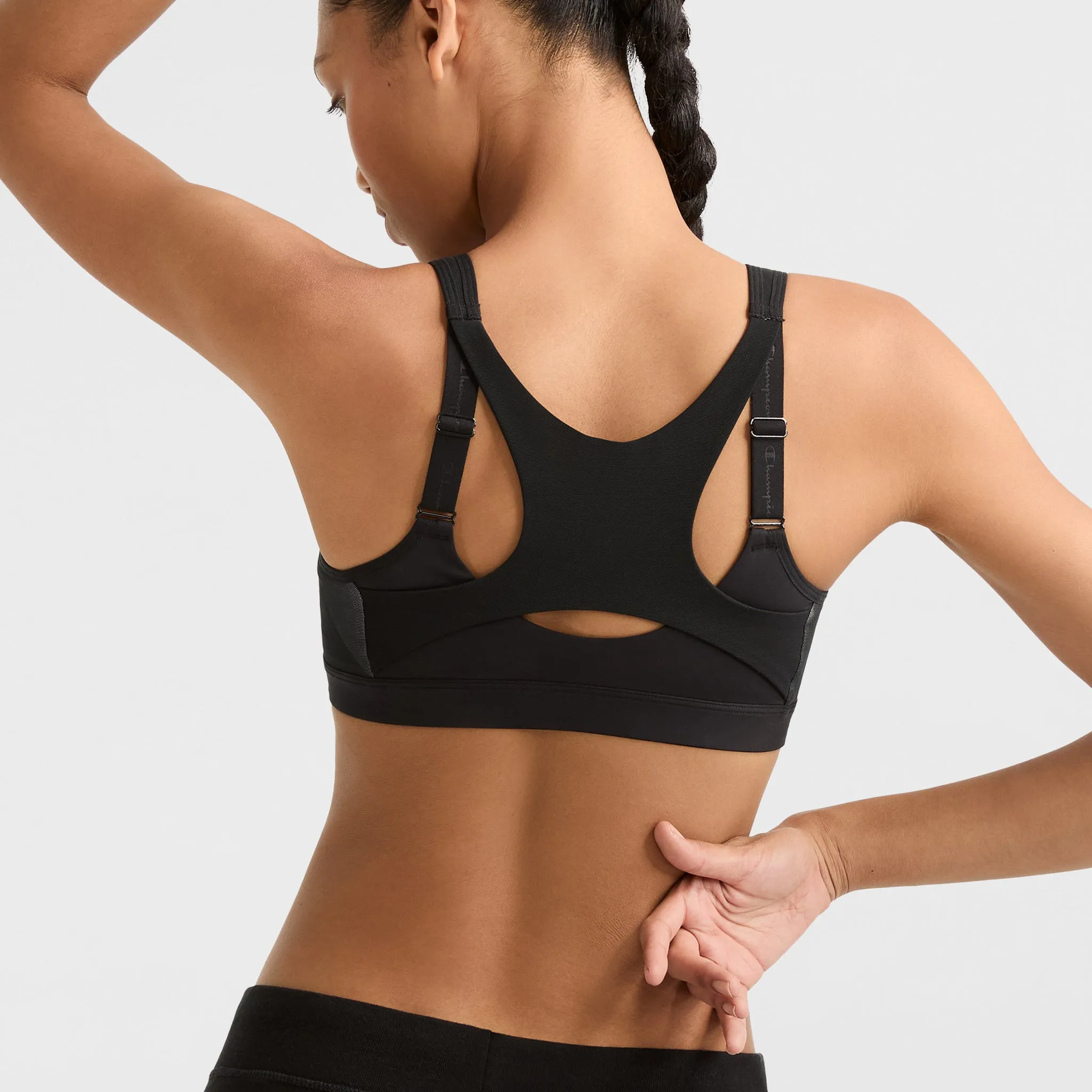 Motion Control Zip Sports Bra, Wirefree, Script Logo sold by Champion product image thumbnail 2