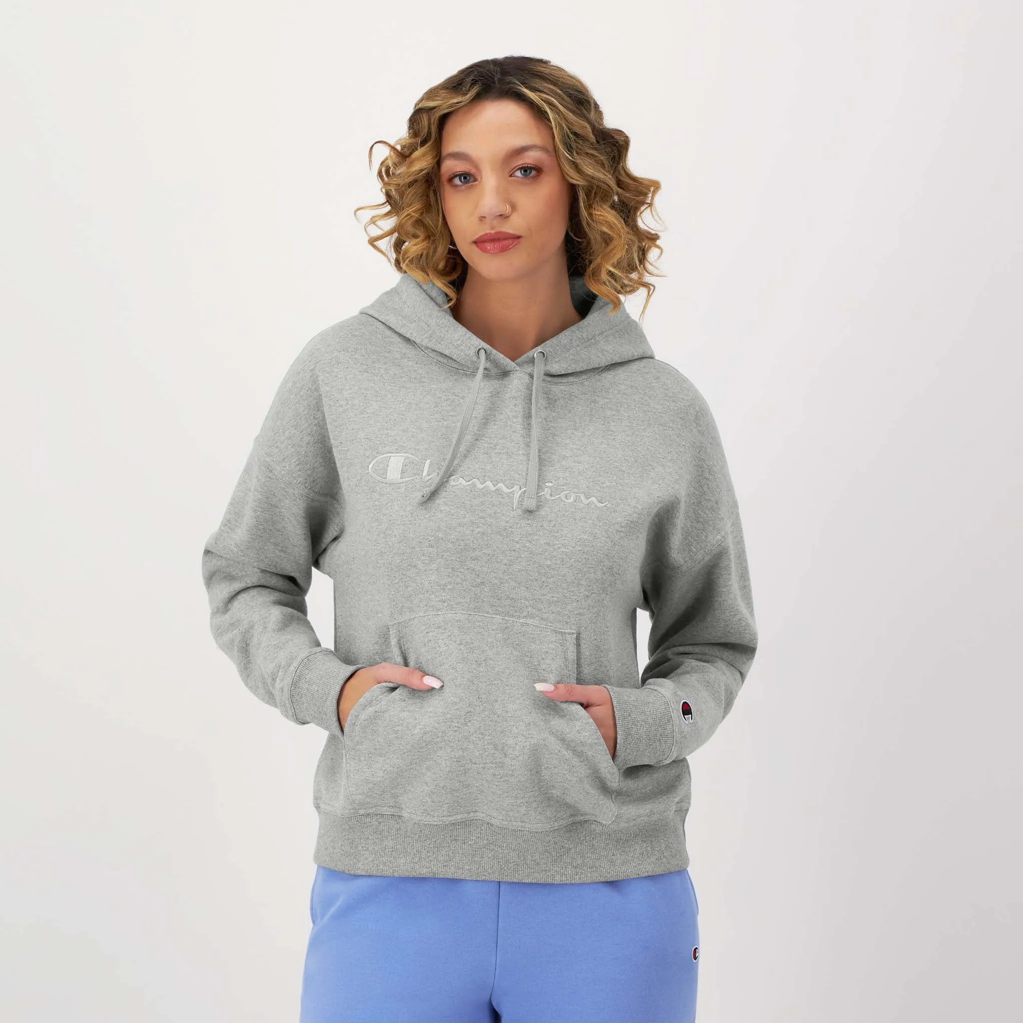 Powerblend Hoodie, Relaxed, Full Embroidered Script Logo sold by Champion
