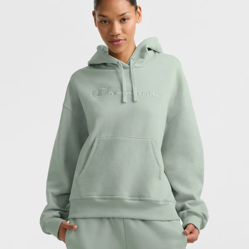 Powerblend Hoodie, Relaxed, Full Embroidered Script Logo sold by Champion