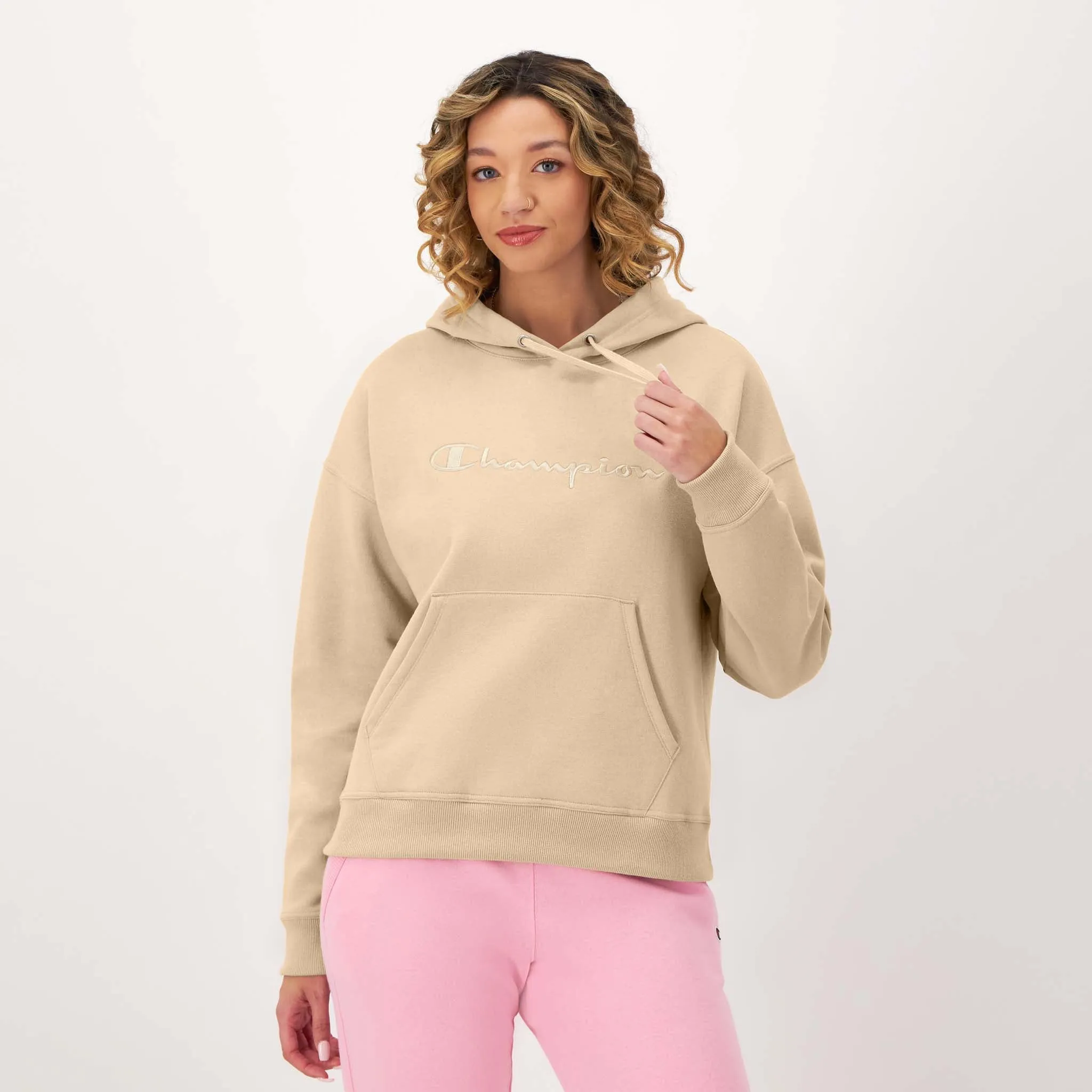 Powerblend Hoodie, Relaxed, Full Embroidered Script Logo sold by Champion