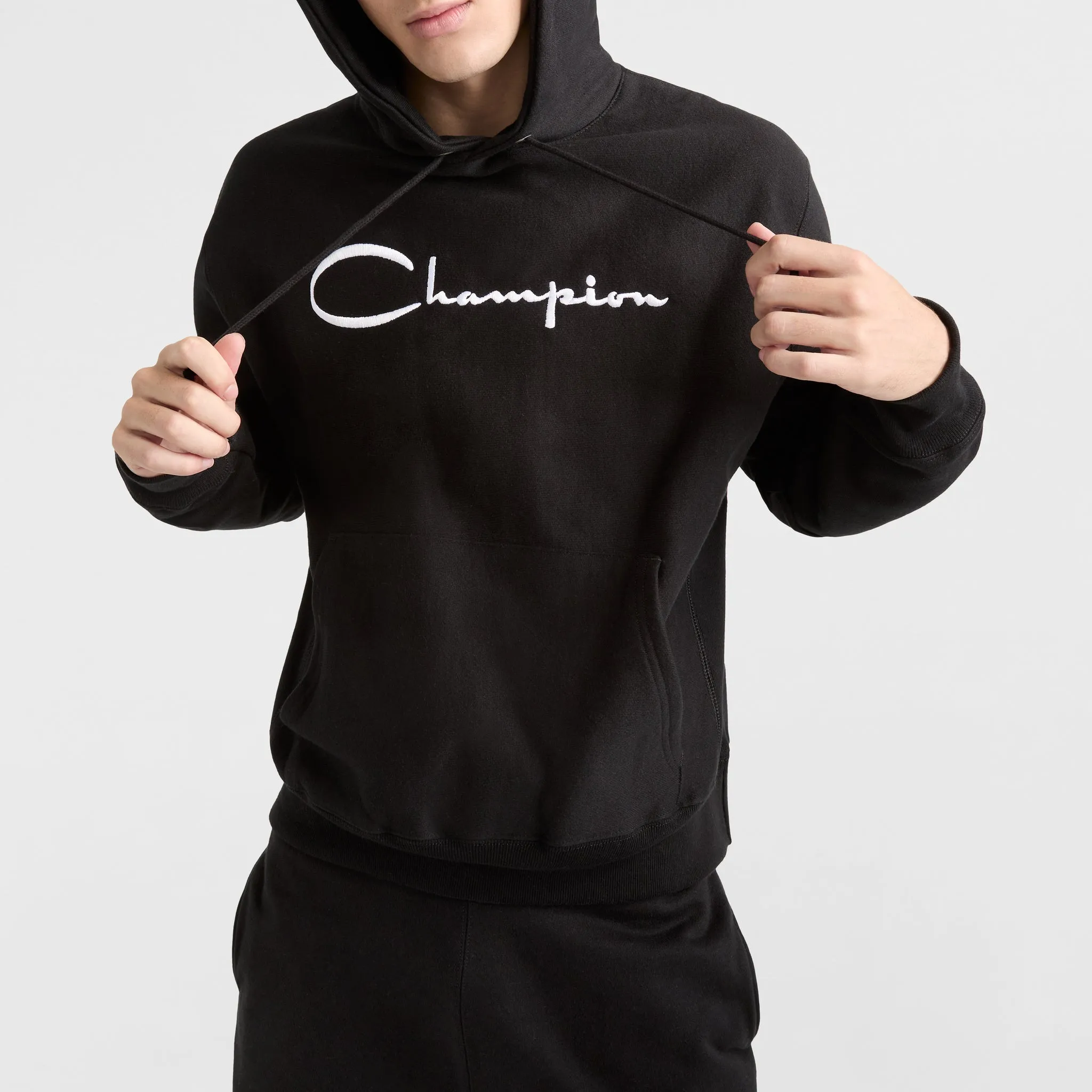 Reverse Weave Hoodie, White Vintage Script Logo sold by Champion product image thumbnail 3