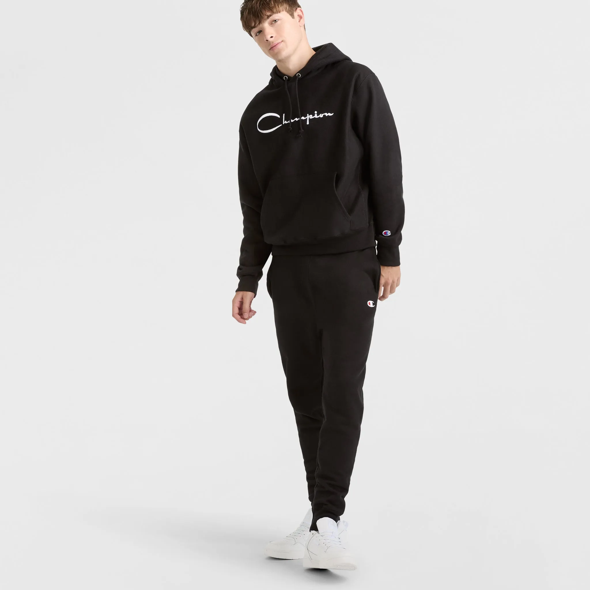Reverse Weave Hoodie, White Vintage Script Logo sold by Champion product image thumbnail 4
