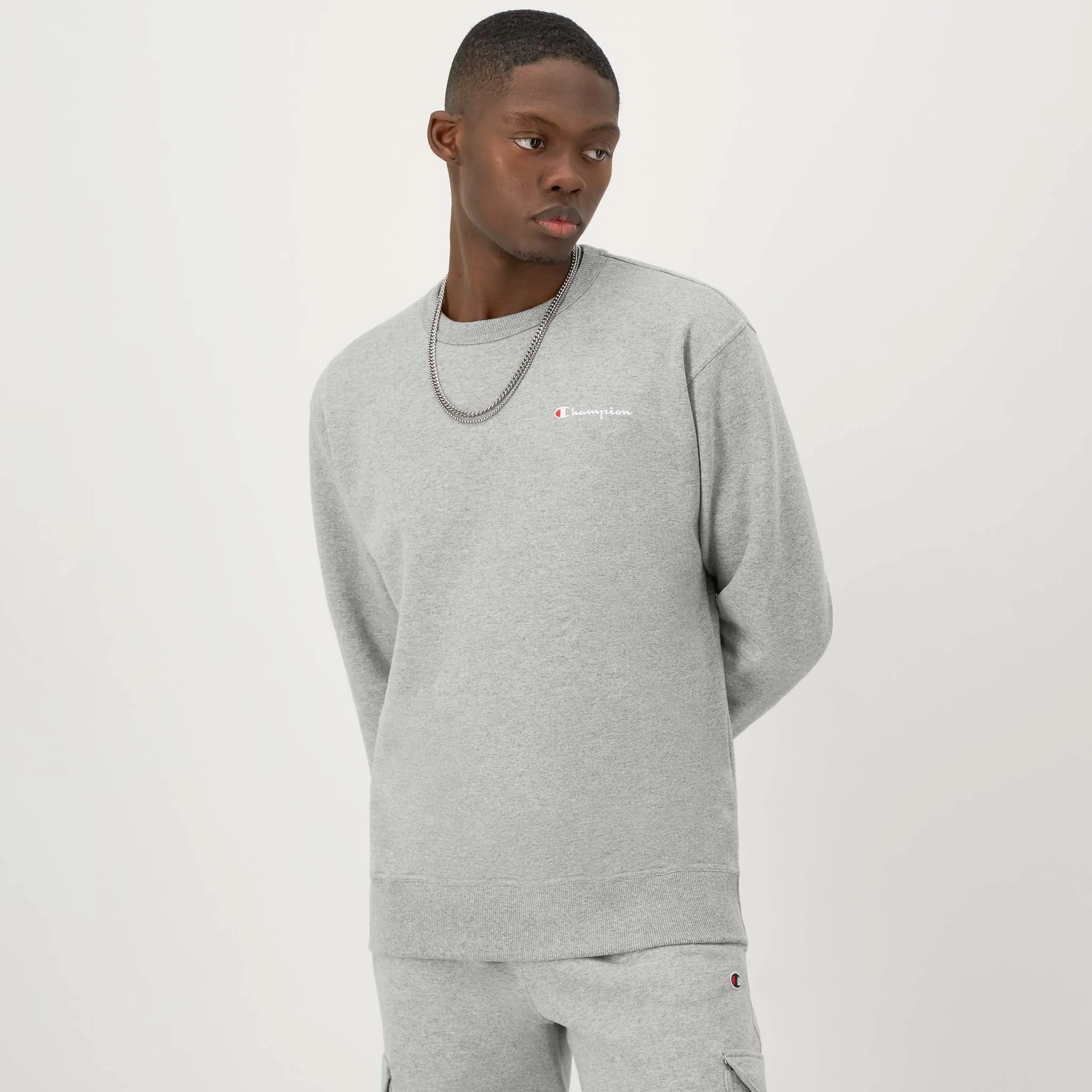 Powerblend Crewneck Sweatshirt, Left Script Logo sold by Champion