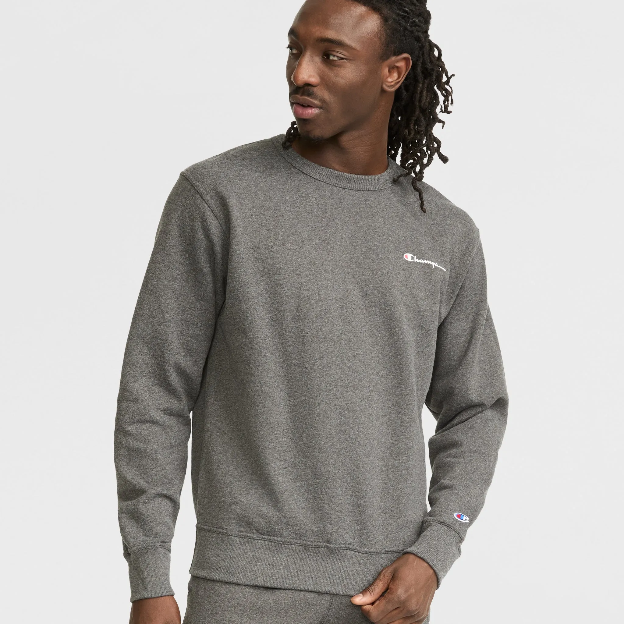 Powerblend Crewneck Sweatshirt, Left Script Logo sold by Champion