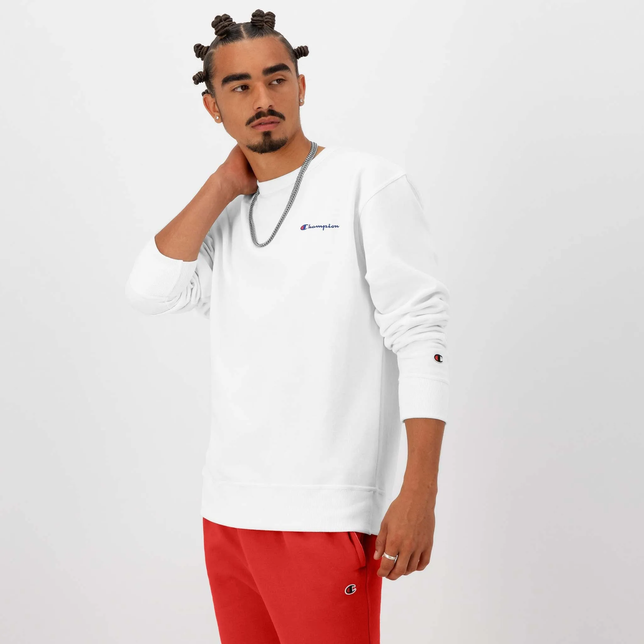 Powerblend Crewneck Sweatshirt, Left Script Logo sold by Champion