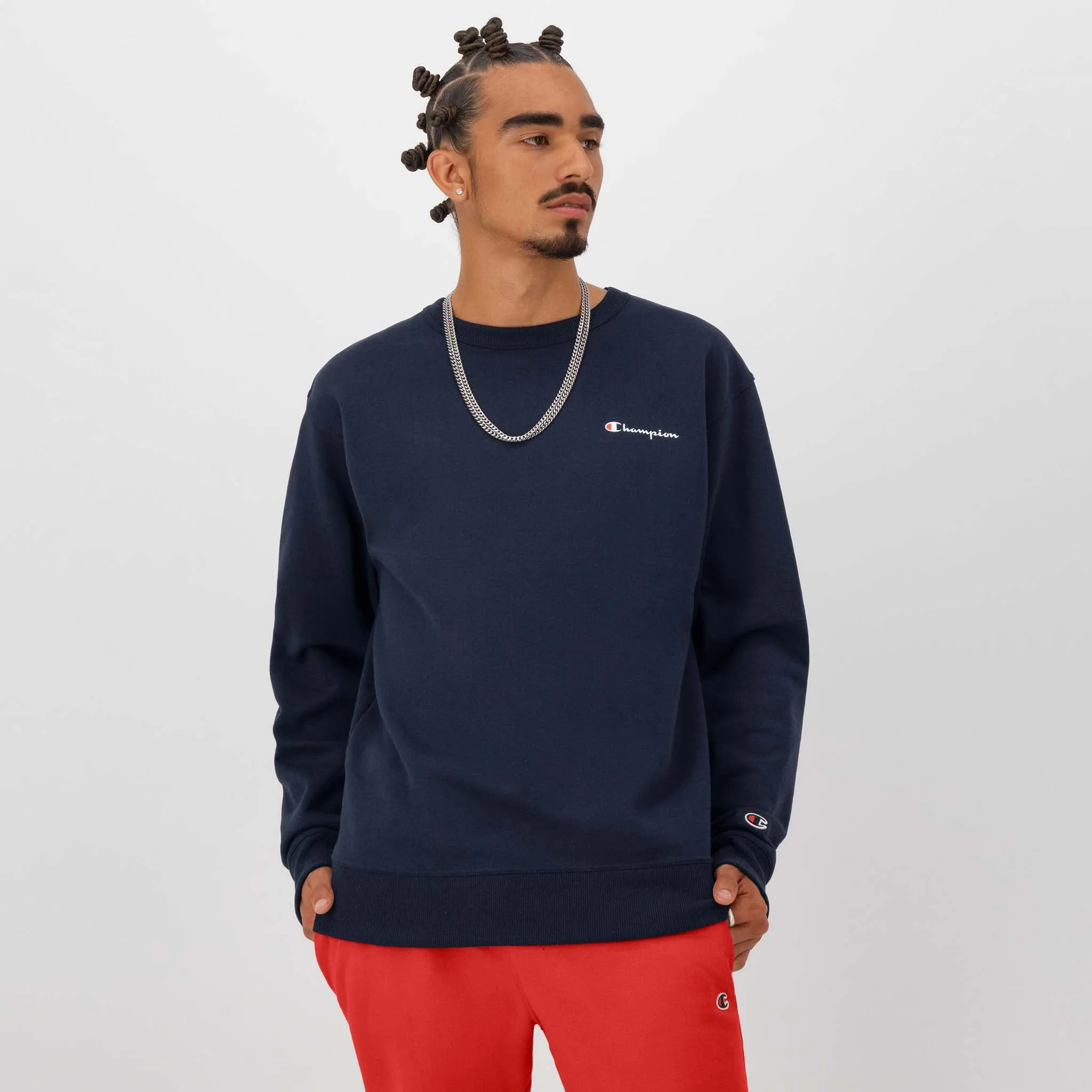 Powerblend Crewneck Sweatshirt, Left Script Logo sold by Champion