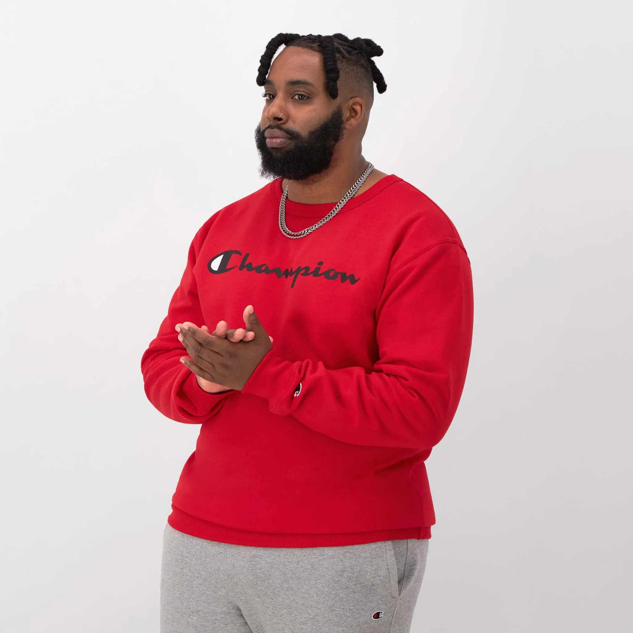 Powerblend Crewneck Sweatshirt, Script Logo - Big & Tall sold by Champion product image thumbnail 2
