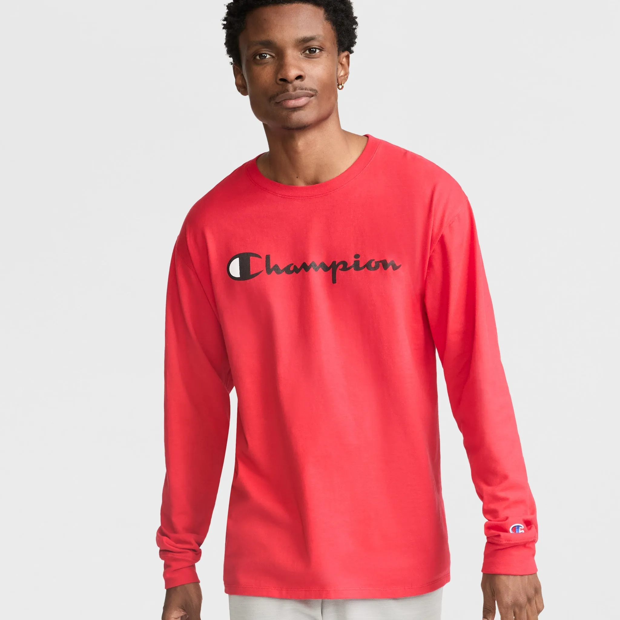 Classic Graphic Long-Sleeve T-Shirt, Script Logo sold by Champion